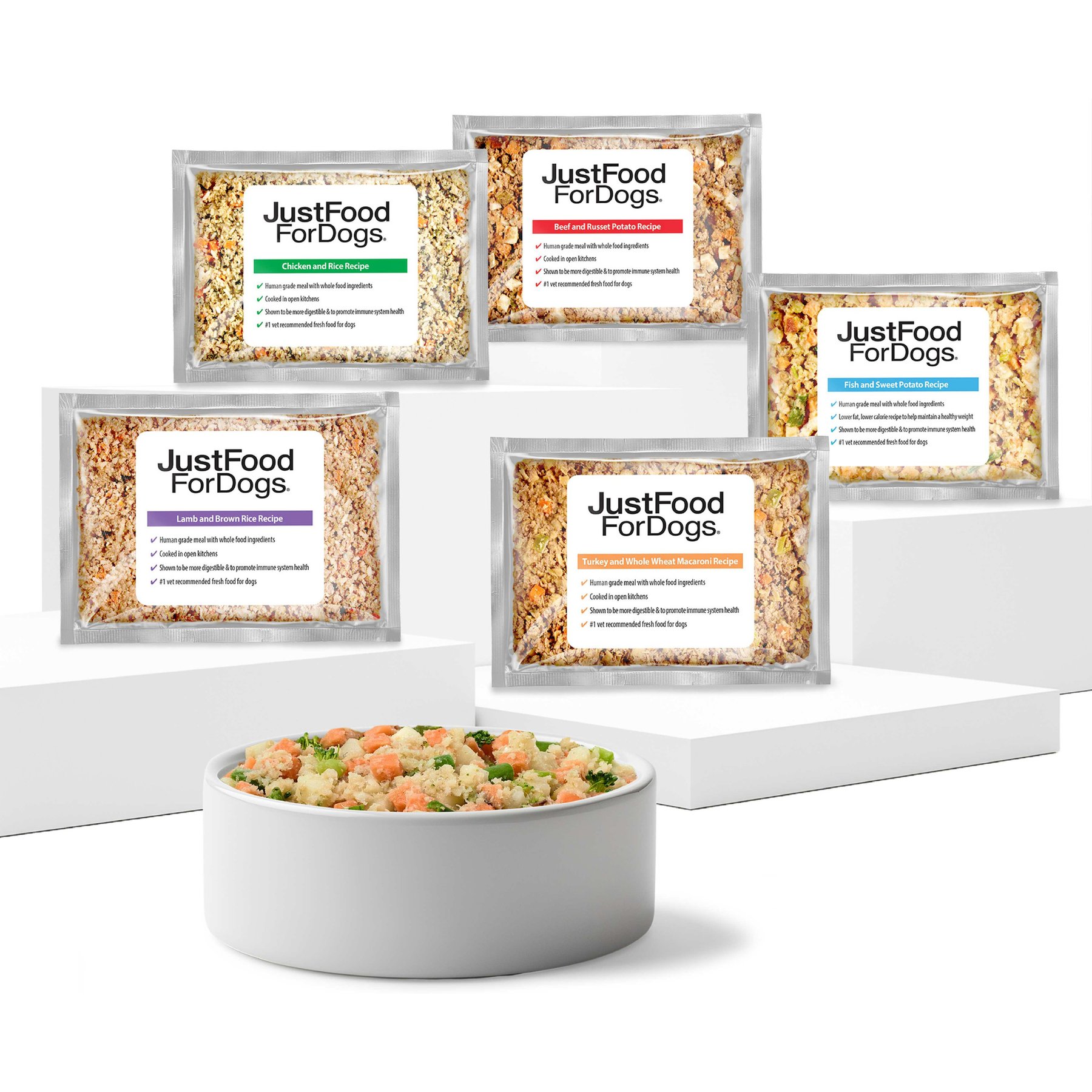 JustFoodForDogs Sampler Variety Box Frozen Human-Grade Fresh Dog Food