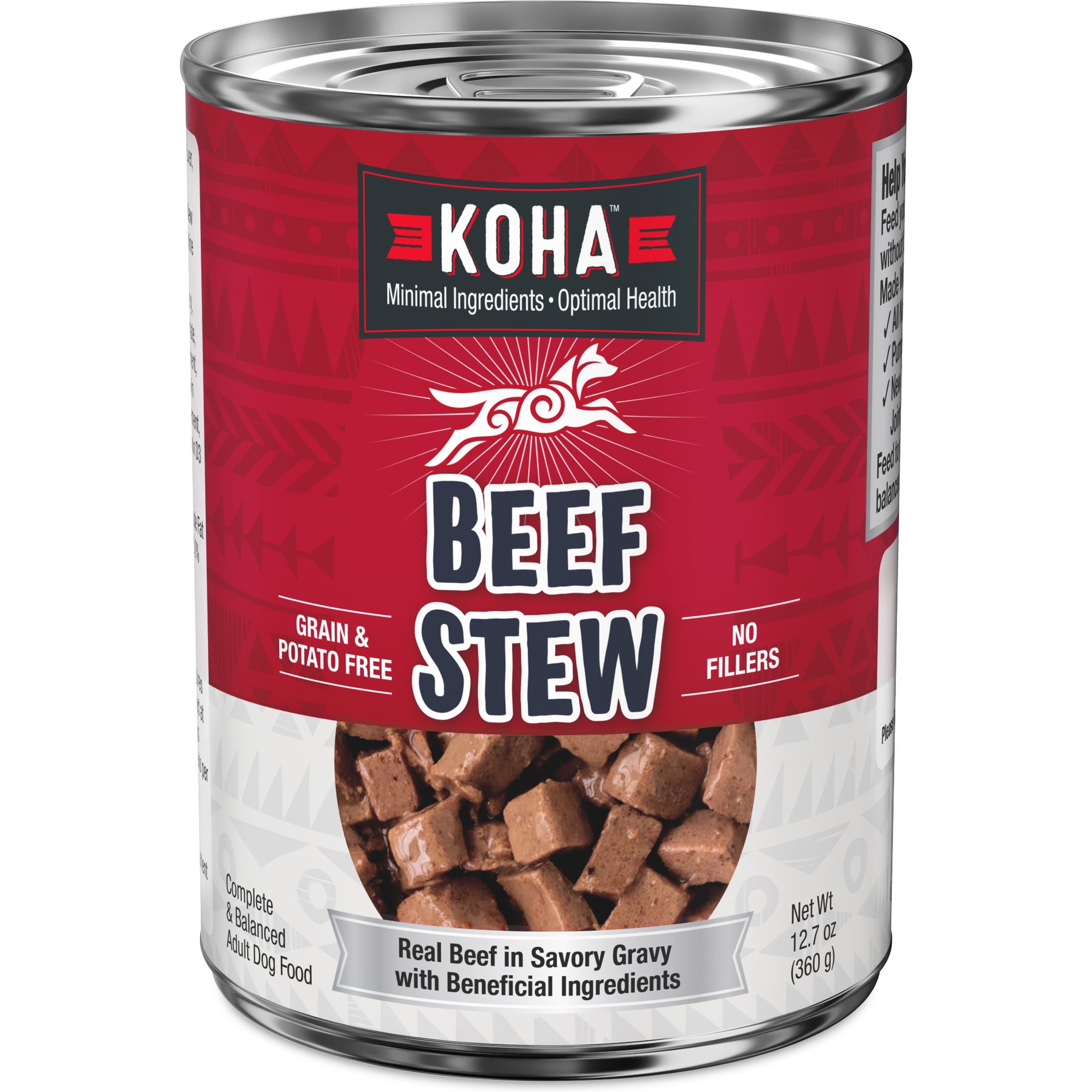 KOHA Beef Stew High Protein Limited Ingredient Wet Dog Food, 12.7-oz can, case of 12