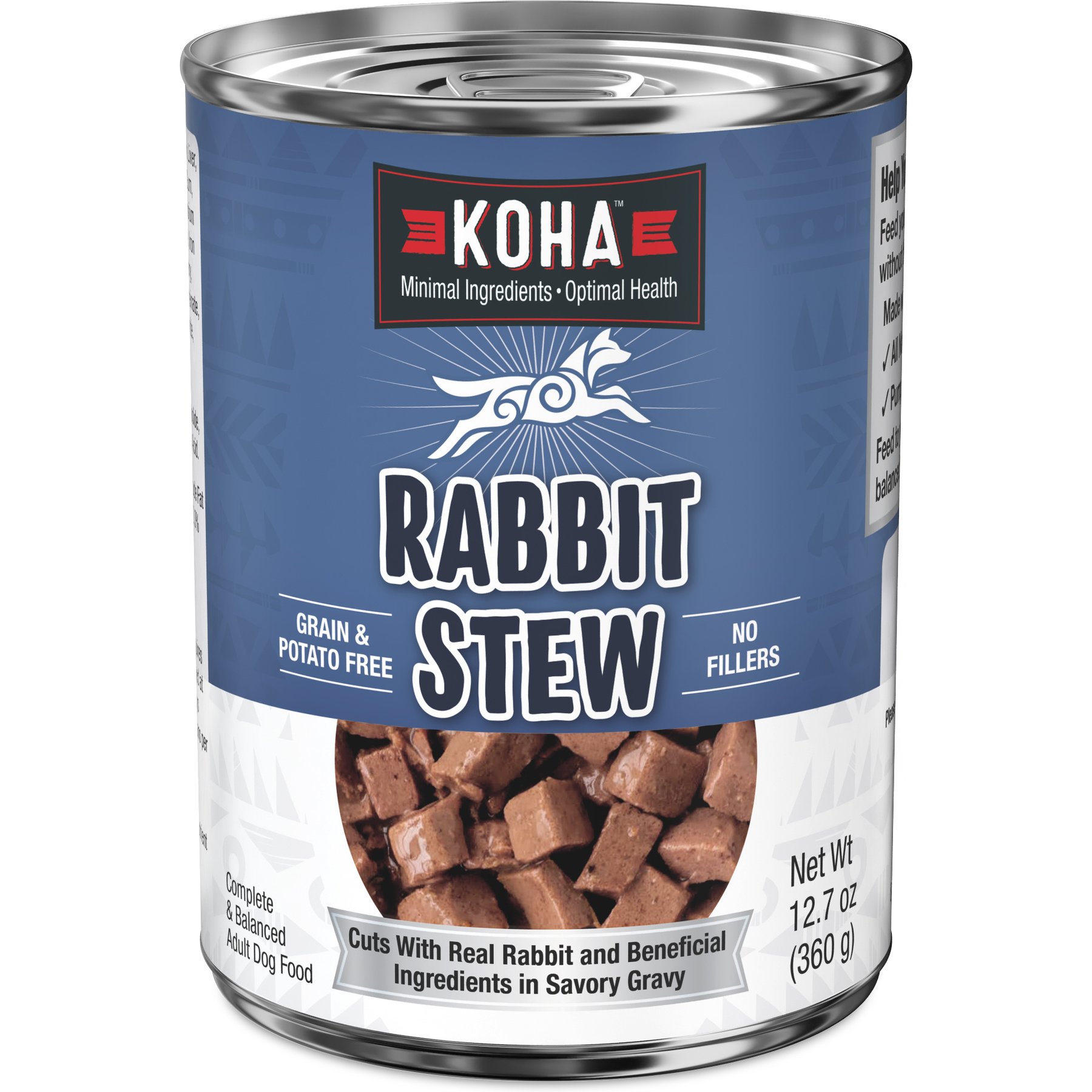 KOHA Rabbit Stew High Protein Limited Ingredient Wet Dog Food, 12.7-oz can, case of 12