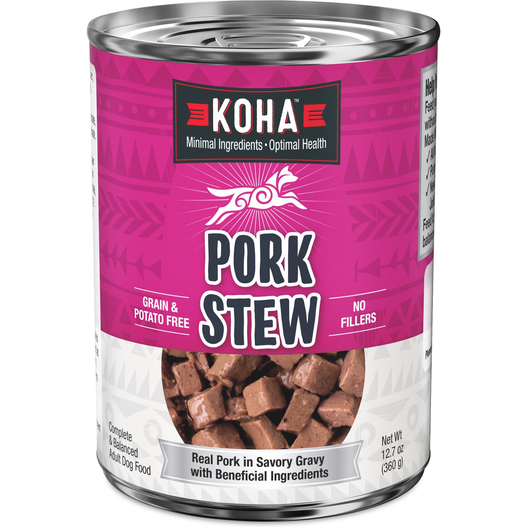 KOHA Pork Stew High Protein Limited Ingredient Wet Dog Food, 12.7-oz can, case of 12