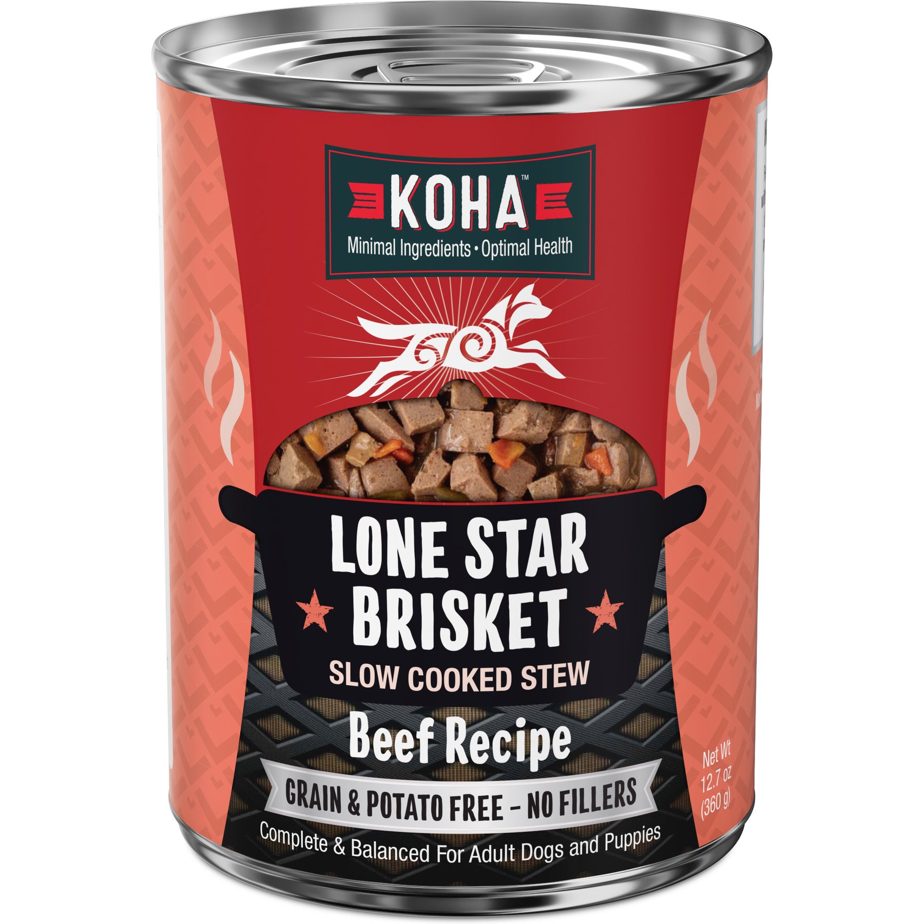 KOHA Lone Star Brisket Slow Cooked Stew High Protein Wet Dog Food, 12.7-oz can, case of 12