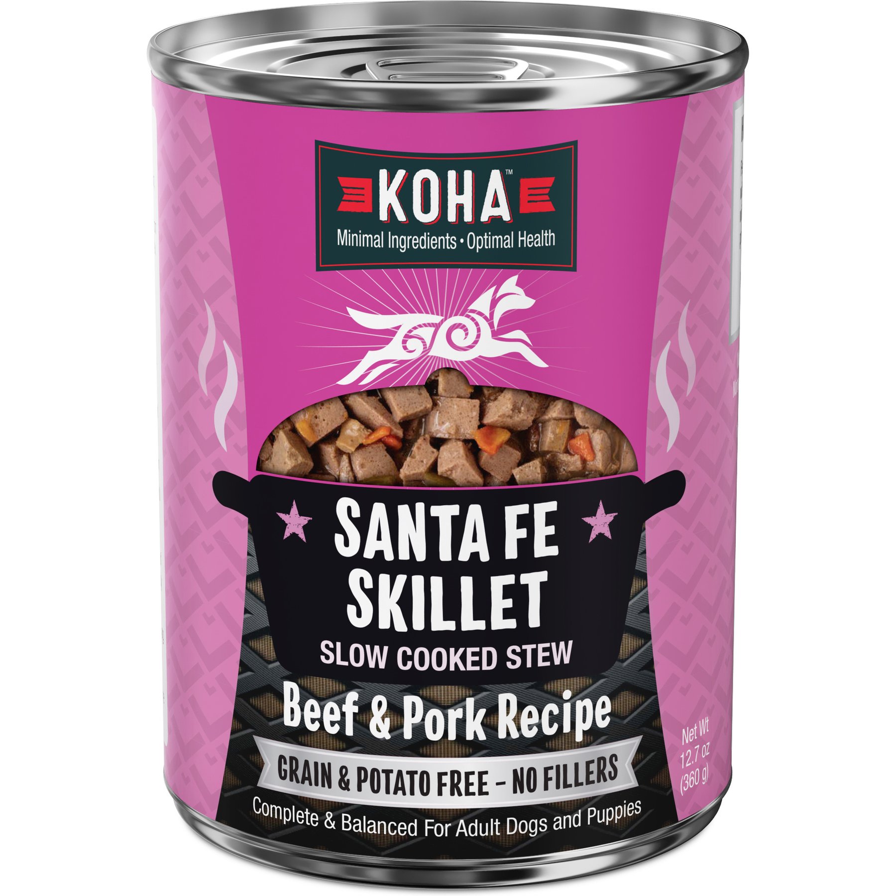 KOHA Santa Fe Skillet Slow Cooked Stew for Dogs Wet Dog Food, 12.7-oz can, case of 12