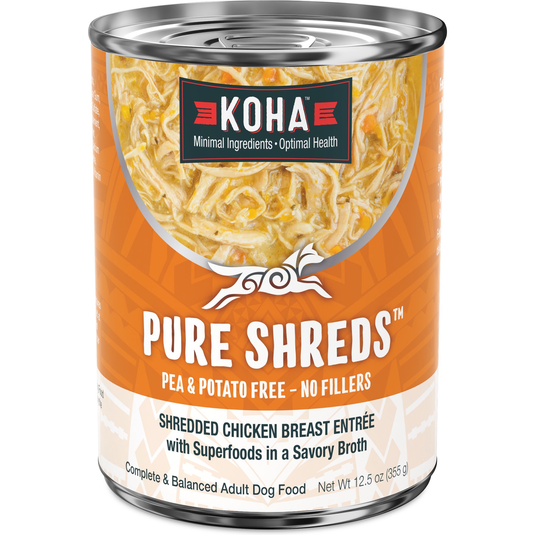 KOHA Pure Shreds Chicken Entree High Protein Wet Dog Food, 12.5-oz can, case of 12