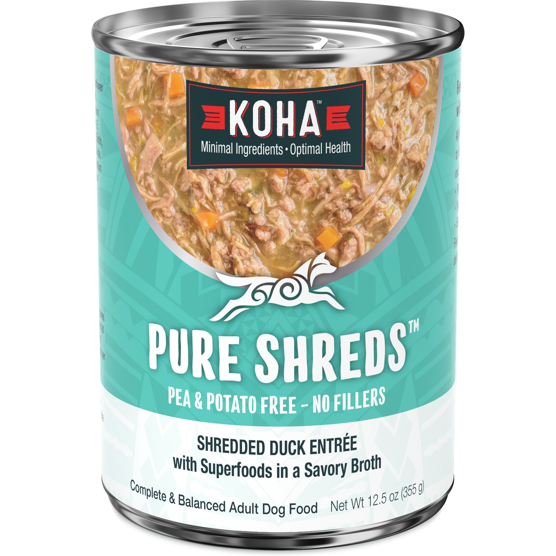 KOHA Pure Shreds Duck Entree High Protein Wet Dog Food, 12.5-oz can, case of 12