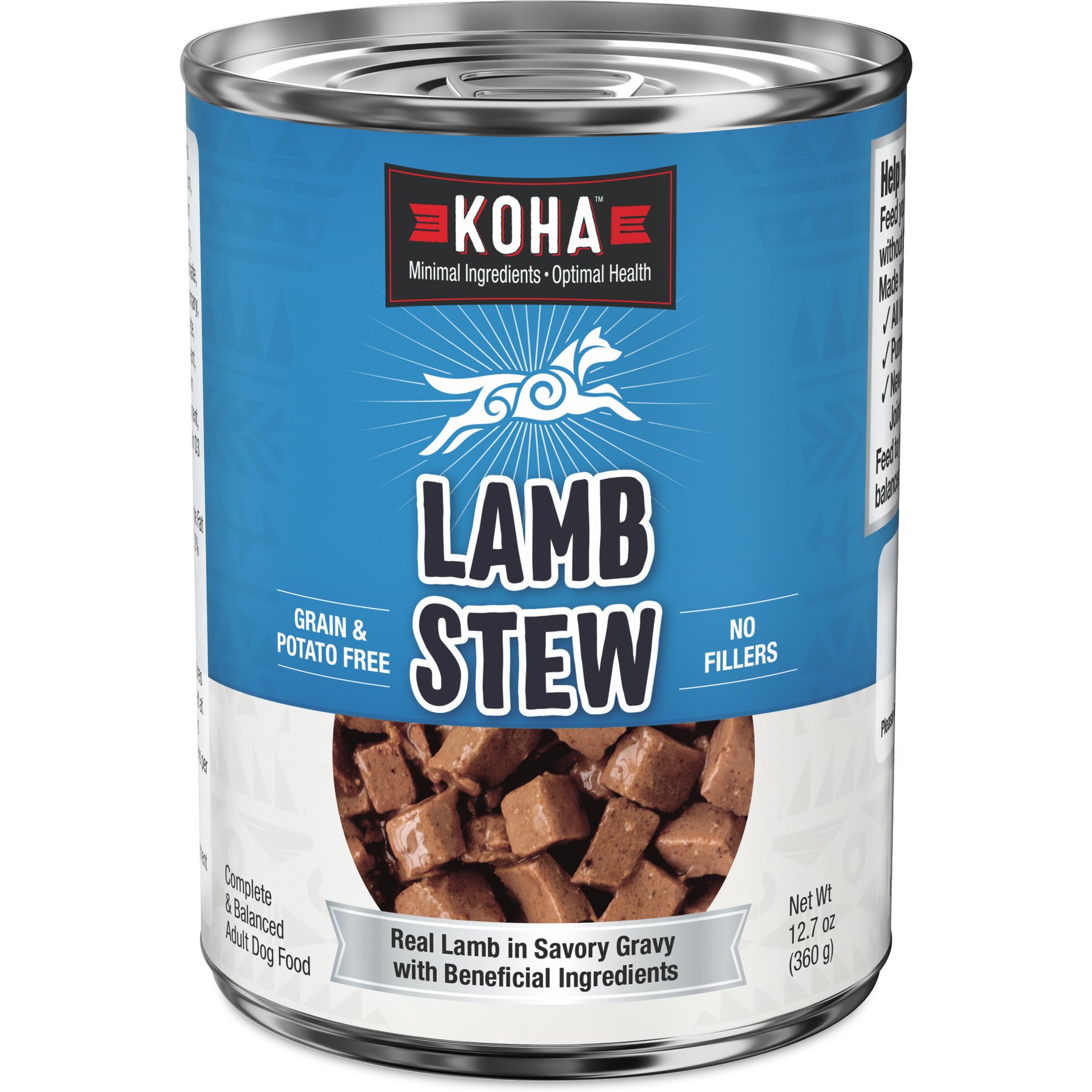 KOHA Lamb Stew High Protein Limited Ingredient Wet Dog Food, 12.7-oz can, case of 12