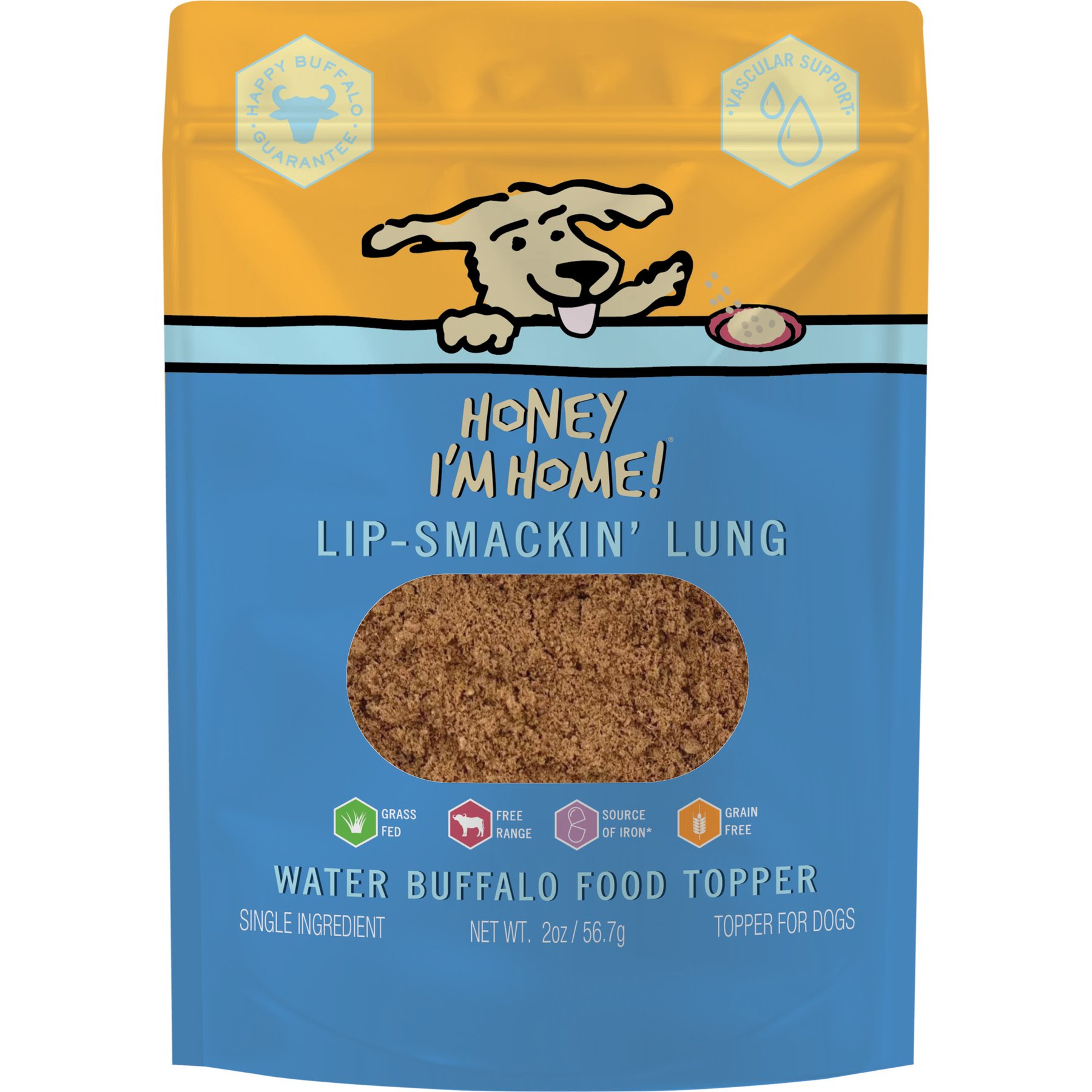 Honey I'm Home! Lip-Smackin' Lung Natural Water Buffalo Dog Meal Topper