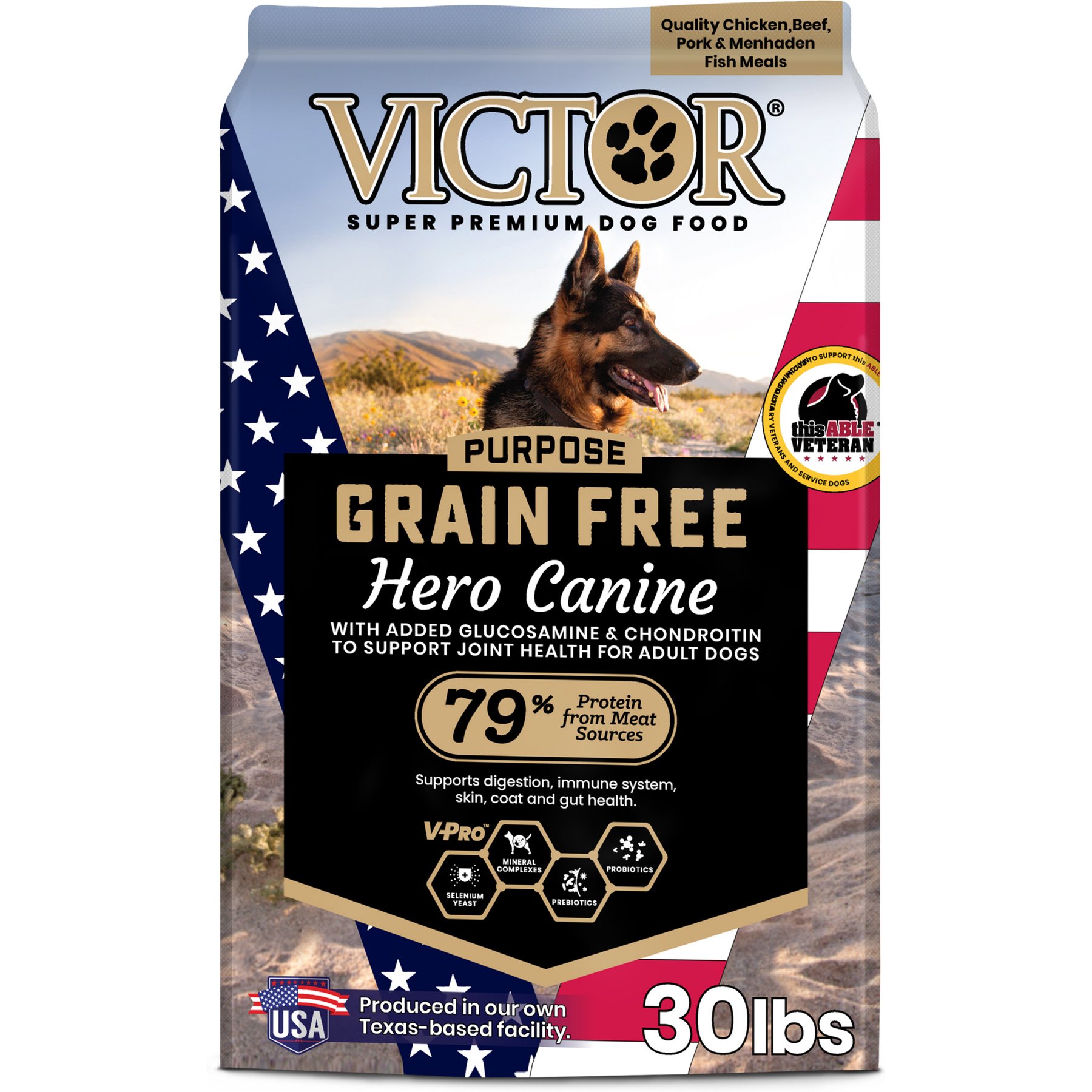 VICTOR Grain-Free Hero Canine Hip & Joint Support High Protein Adult Active Dry Dog Food