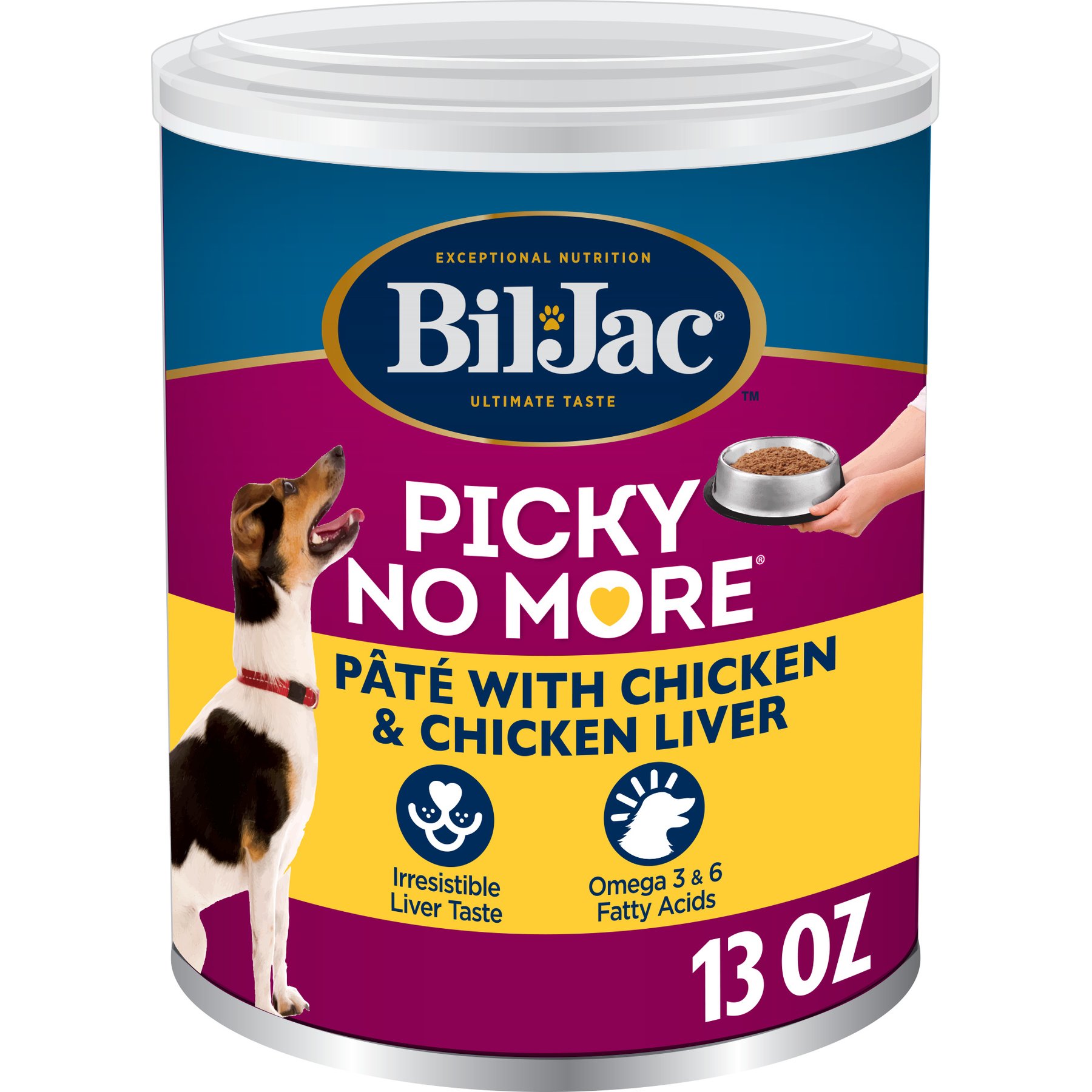 Bil-Jac Picky No More Chicken & Chicken Liver Recipe Pate Canned Dog Food, 13-oz, case of 12