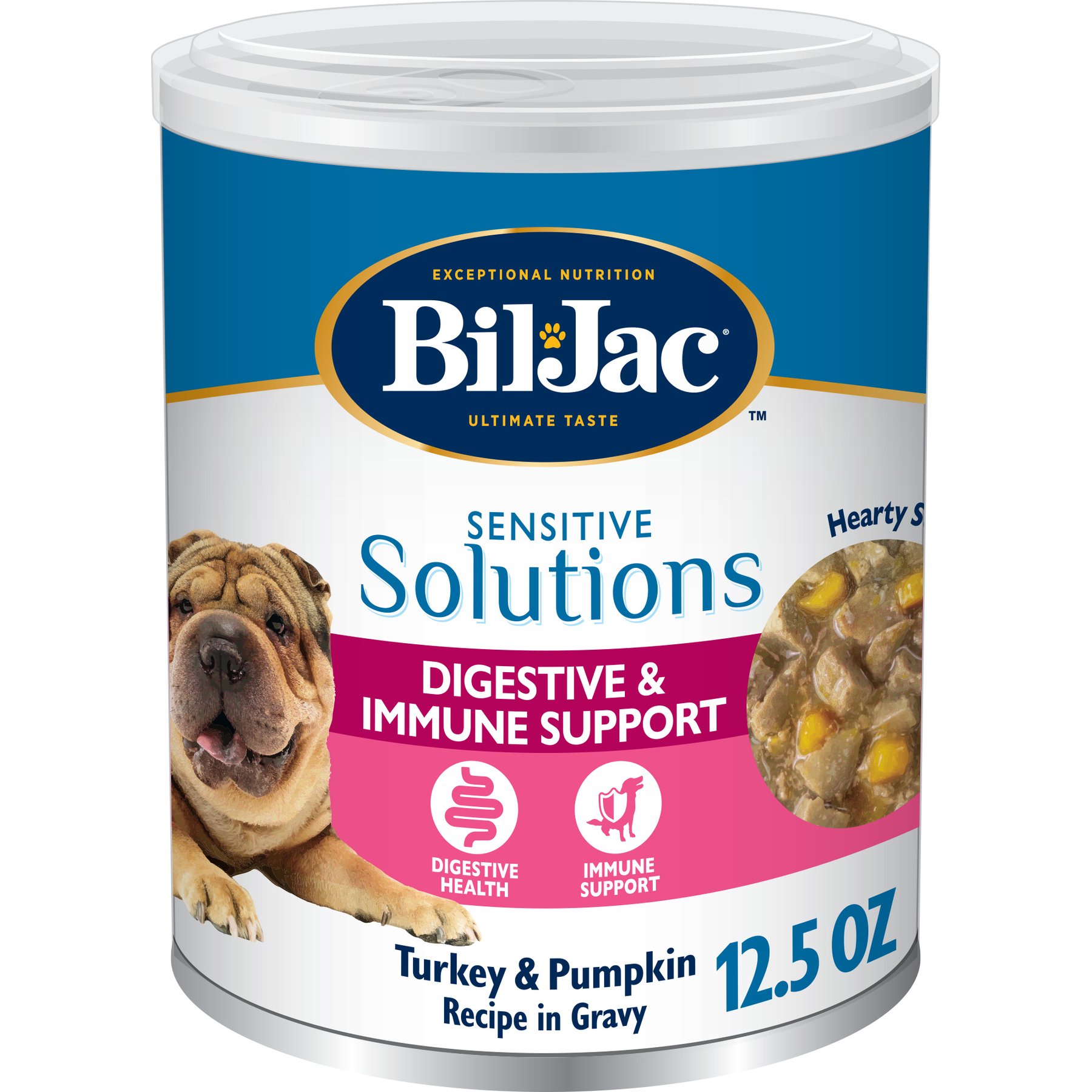 Bil-Jac Sensitive Solutions Turkey & Pumpkin Wet Dog Food, 12.5-oz can, case of 12