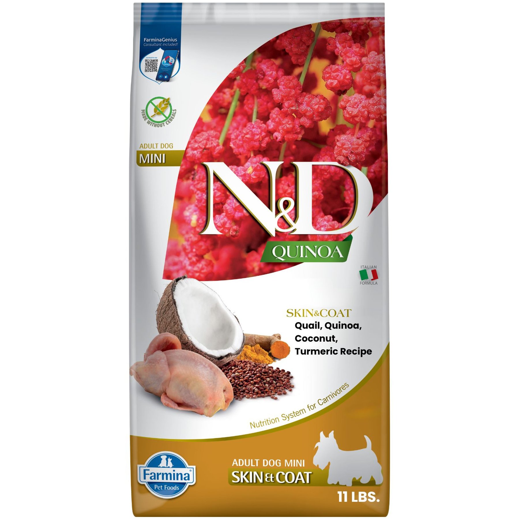 Farmina N&D Quinoa Canine Adult Skin & Coat Quail, Coconut & Turmeric Dry Dog Food