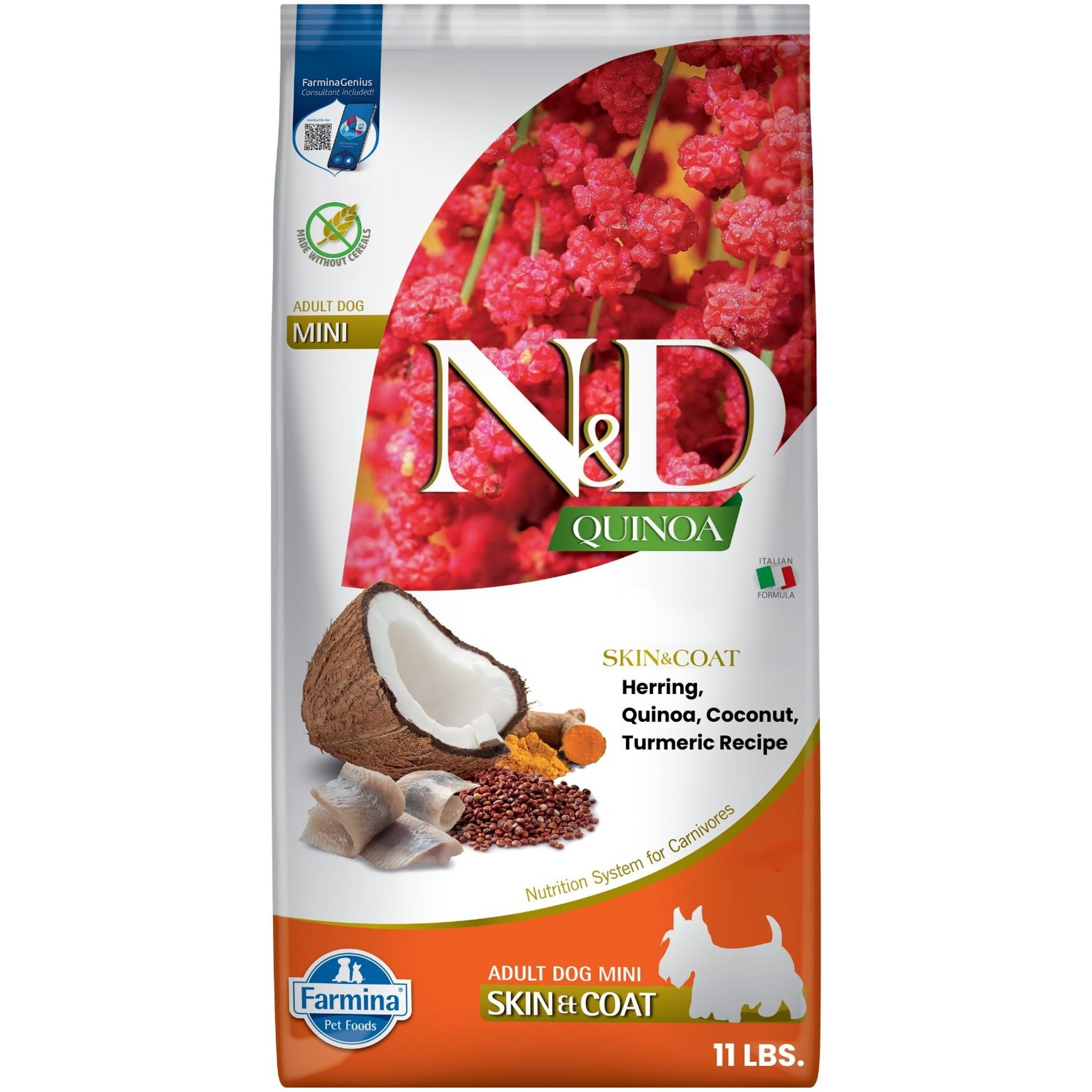 Farmina N&D Quinoa Adult Mini Skin & Coat Herring, Coconut & Turmeric Dry Dog Food