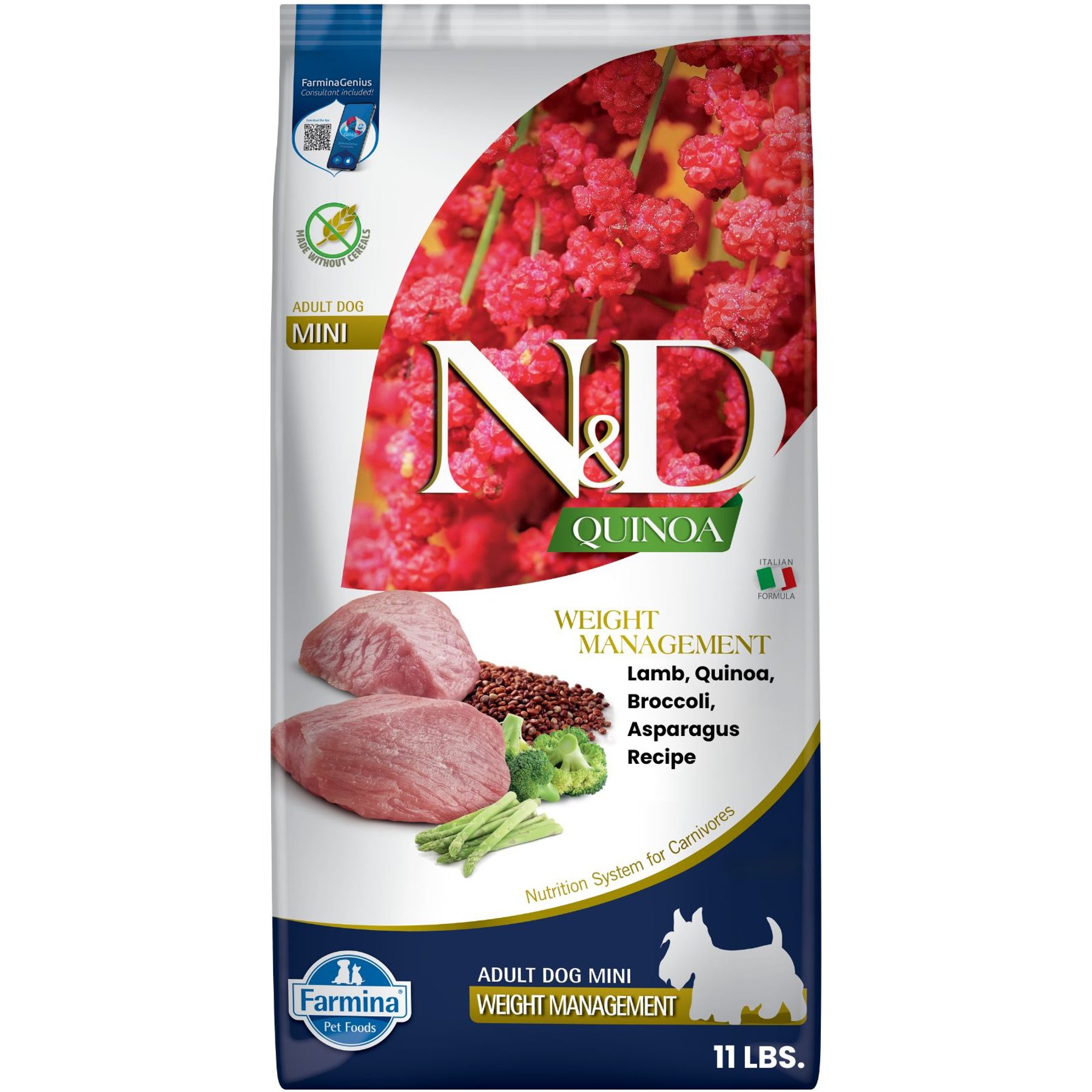 Farmina N&D Quinoa Canine Adult Weight Management Lamb, Broccoli & Asparagus Dry Dog Food