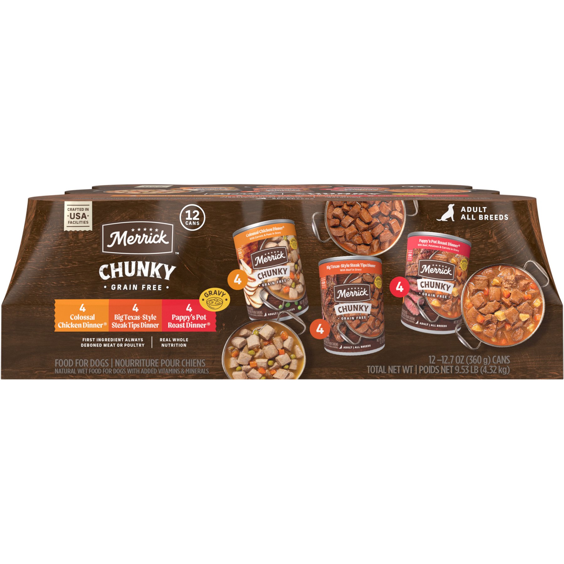Merrick Chunky Recipes Grain-Free Wet Dog Food Variety Pack