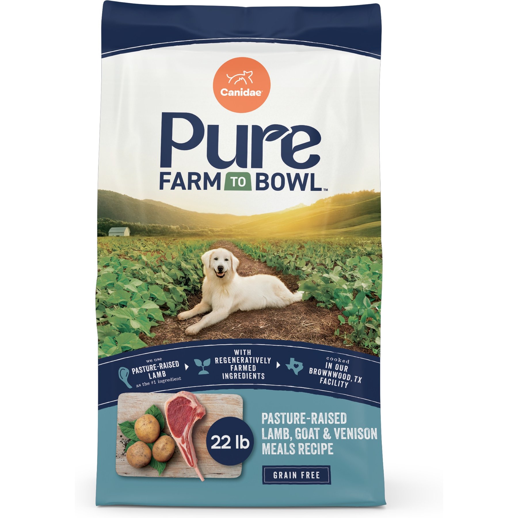 CANIDAE Farm To Bowl Pasture-Raised Lamb, Goat & Venison Meals Recipe Dry Dog Food