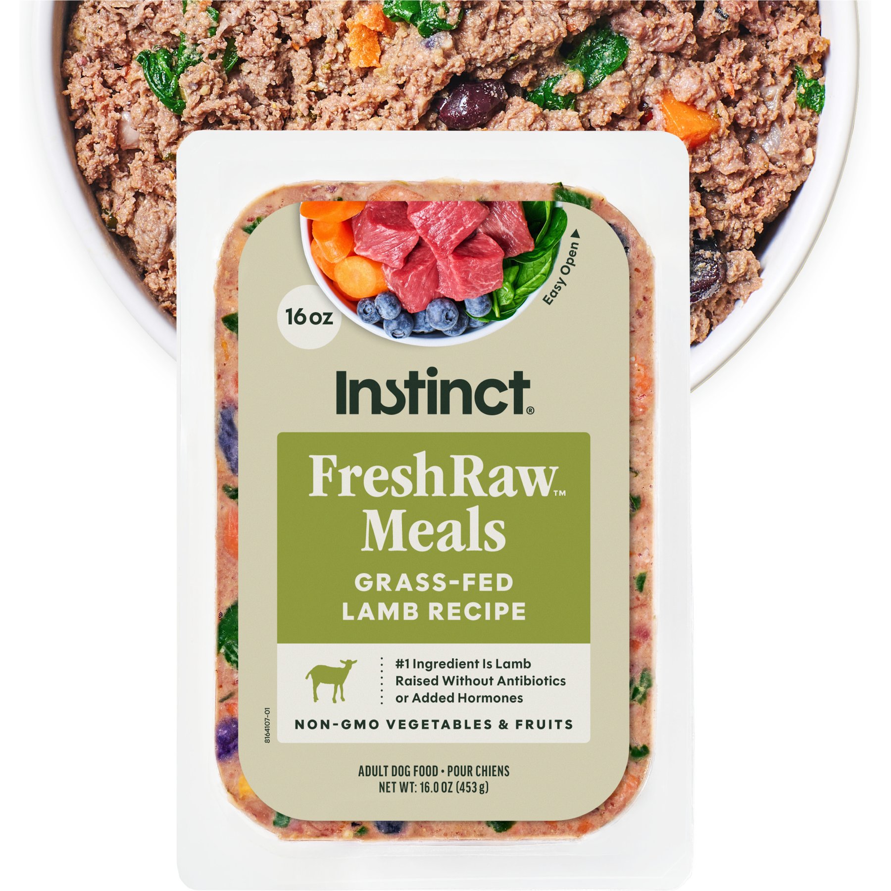 Instinct FreshRaw Meals Grain-Free Grass-Fed Lamb Recipe Dog Food, 16-oz, case of 6