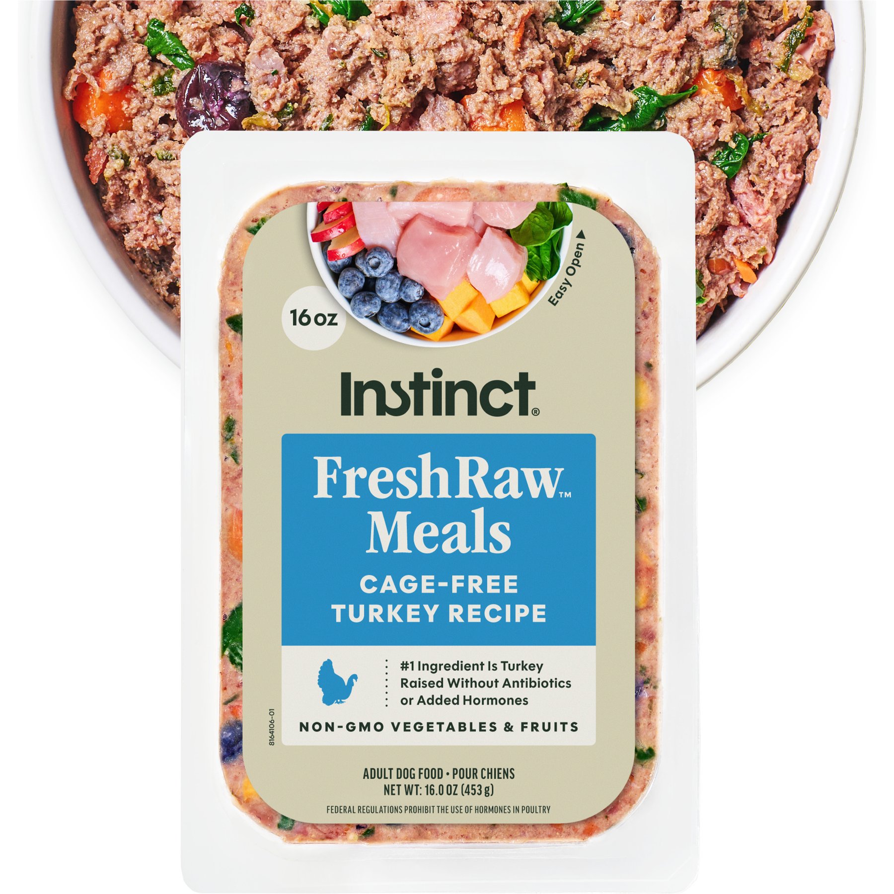 Instinct FreshRaw Meals Grain-Free Cage-Free Turkey Recipe Dog Food, 16-oz, case of 6