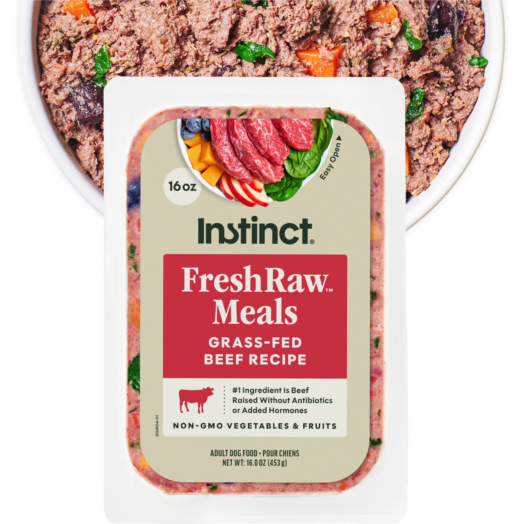 Instinct FreshRaw Meals Grain-Free Grass-Fed Beef Recipe Dog Food, 16-oz, case of 6
