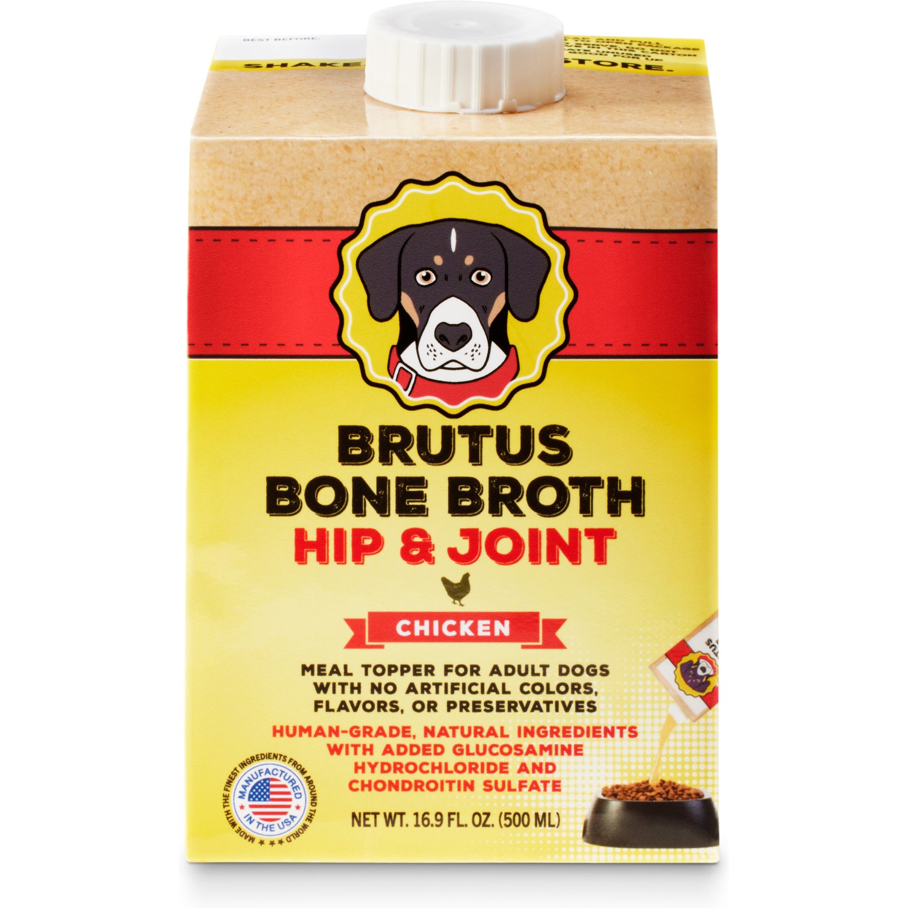 Brutus Broth Chicken Bone Broth Hip & Joint with Glucosamine Grain-Free Dog Food Topper
