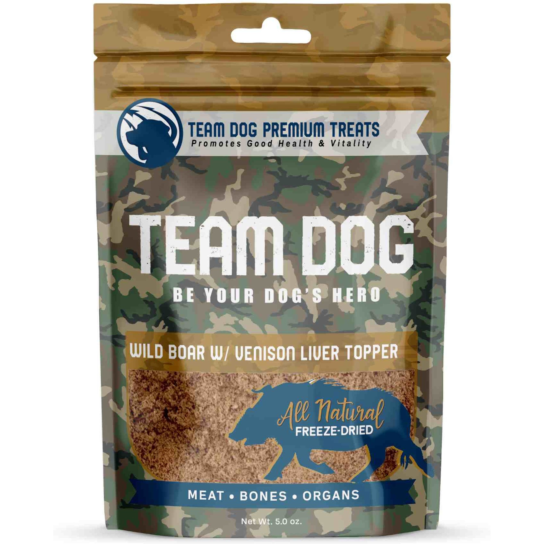 Team Dog Wild Boar with Venison Liver Topper Freeze-Dried Dog Treats
