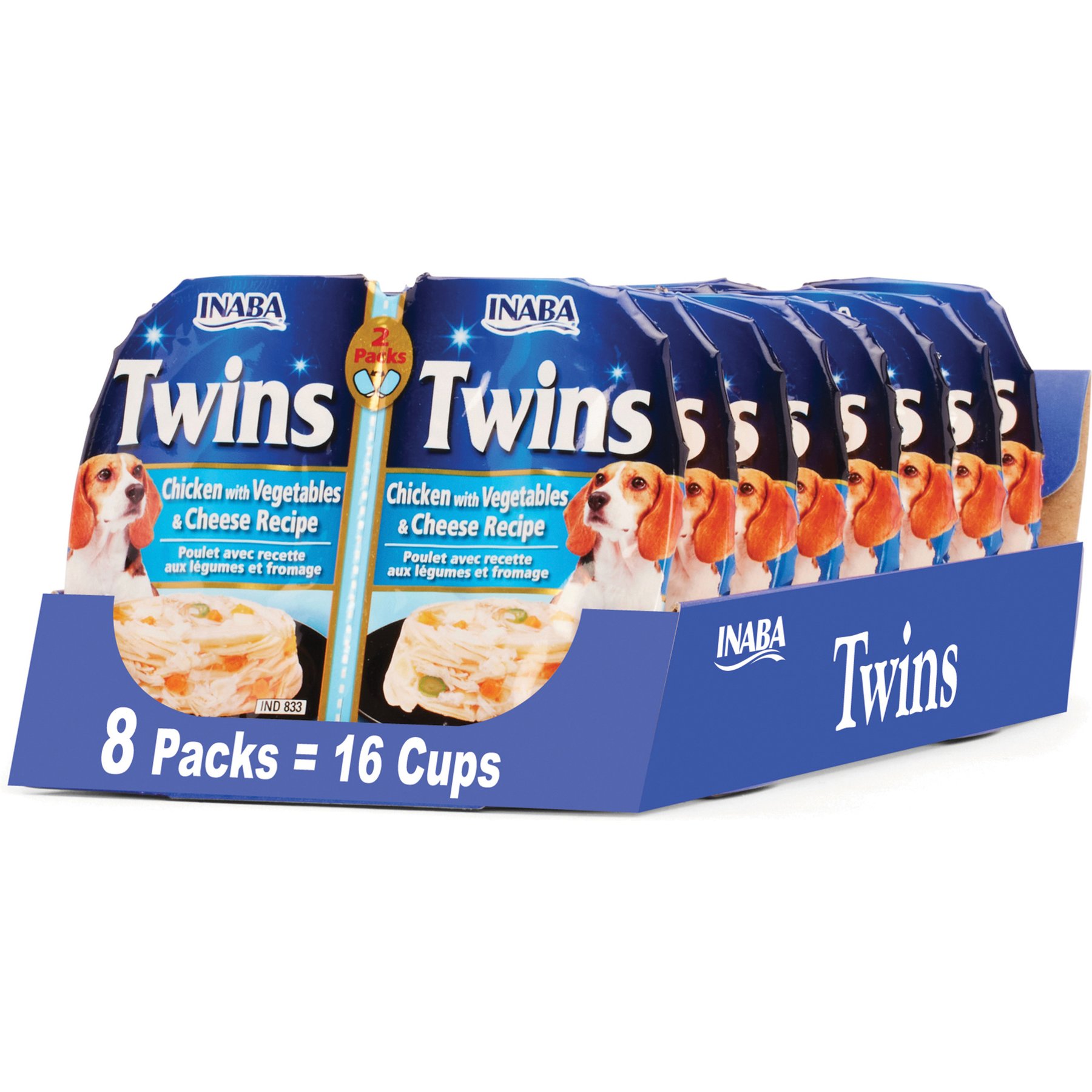 Inaba Twin Packs Chicken with Vegetables & Cheese Recipe Grain-Free Dog Food Topper, 1.23-oz pouch, 16 count
