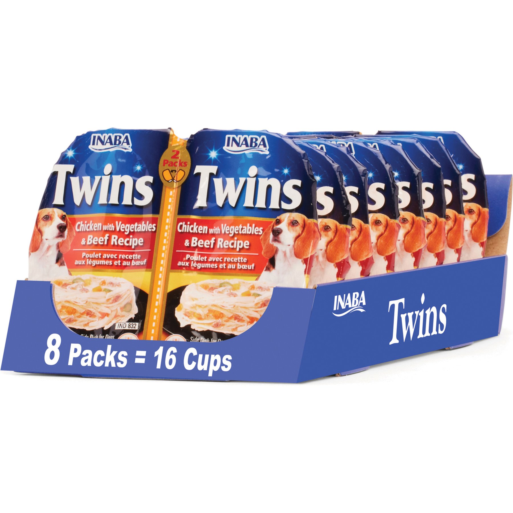 Inaba Twin Packs Chicken with Vegetables & Beef Recipe Recipe Grain-Free Dog Food Topper, 1.23-oz pouch, 16 count