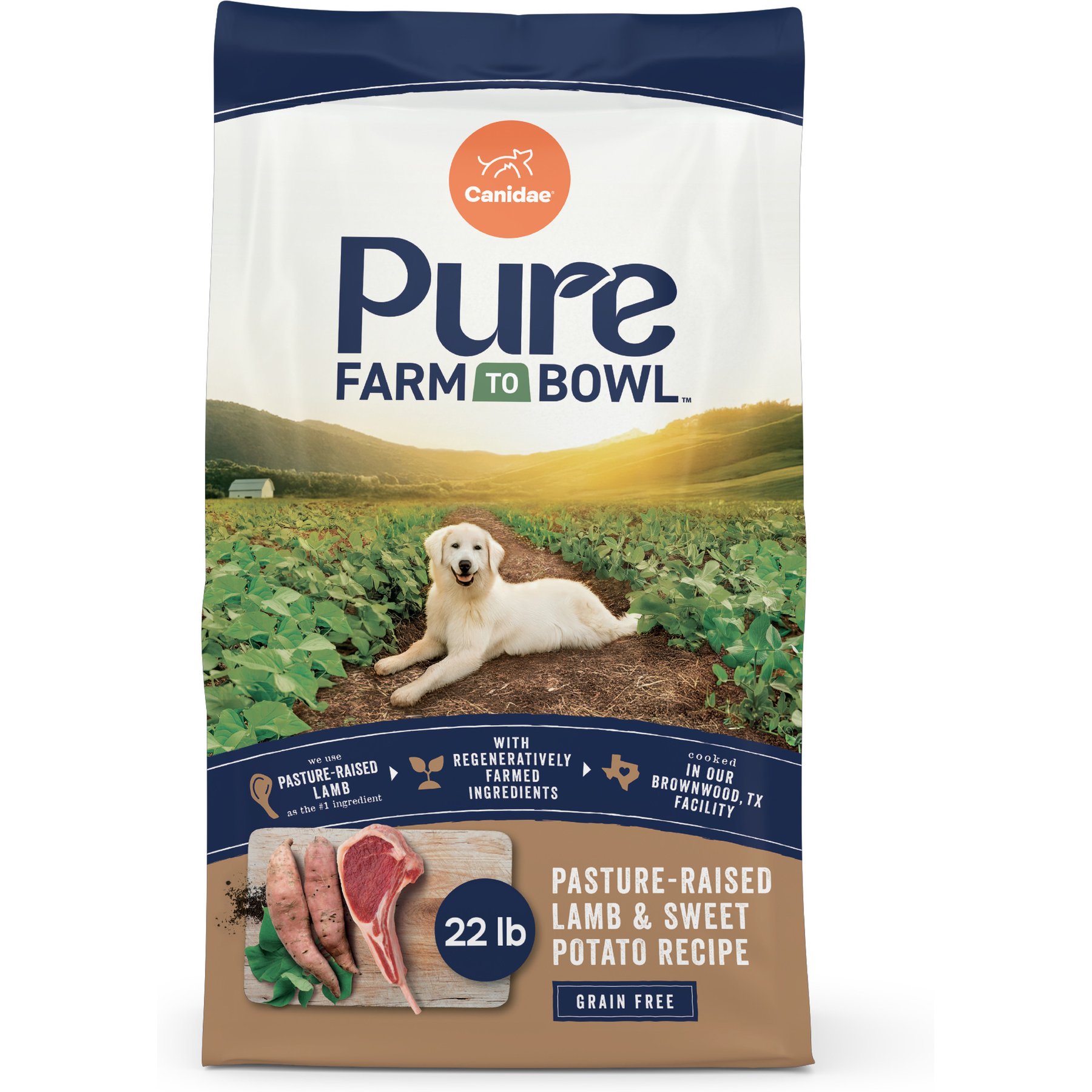 CANIDAE CANIDAE Pure Farm To Bowl Pasture-Raised Lamb & Sweet Potato Recipe Dry Dog Food dog food package