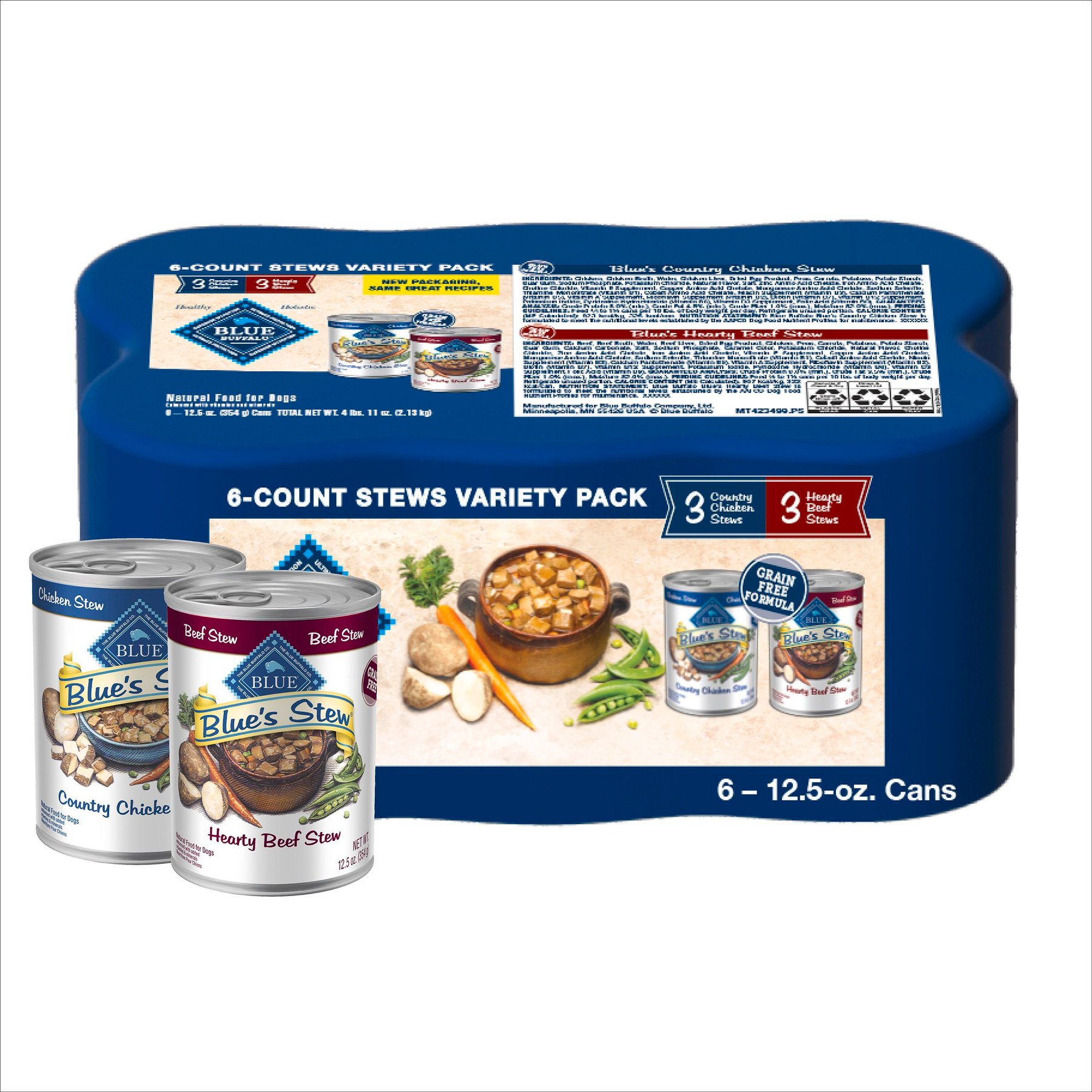 Blue Buffalo's Stew Chicken & Beef Variety Pack Wet Dog Food