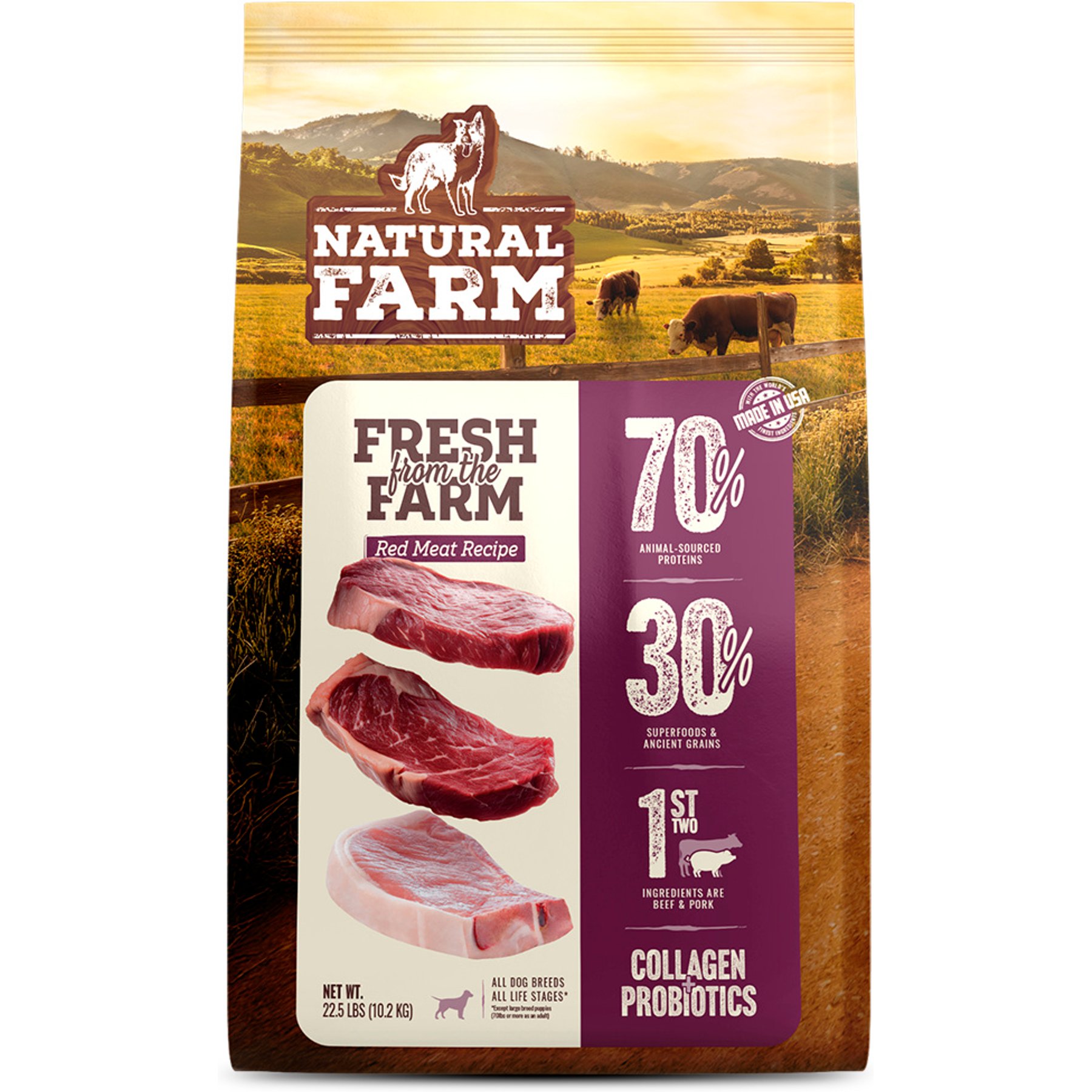 Natural Farm Fresh Beef Recipe with Collagen Dry Dog Food