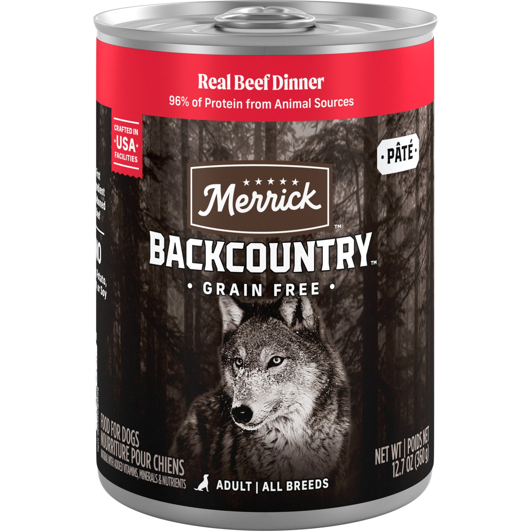 Merrick Backcountry Grain-Free 96% Real Beef Dinner Recipe Canned Dog Food