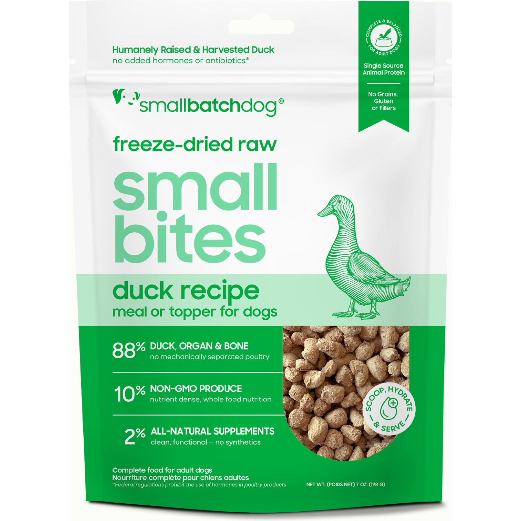 Smallbatch Pets Freeze-Dried Duck Small Bites Dog Food