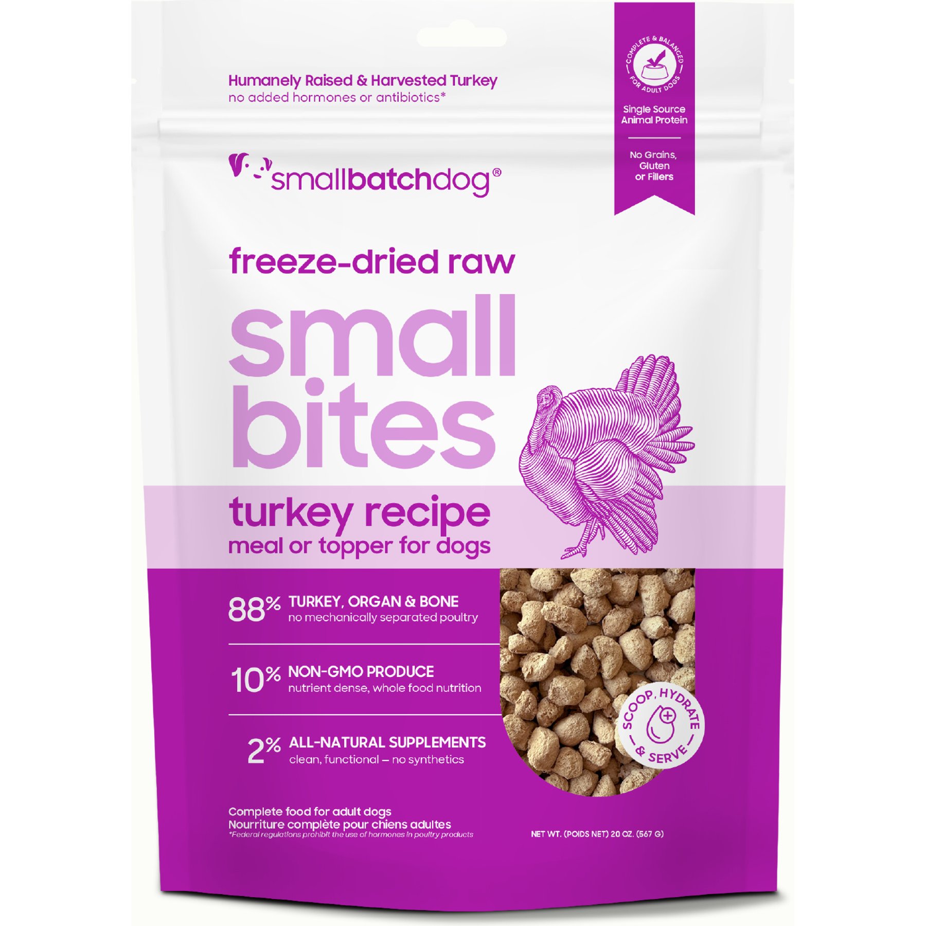 Smallbatch Pets Freeze-Dried Turkey Small Bites Dog Food