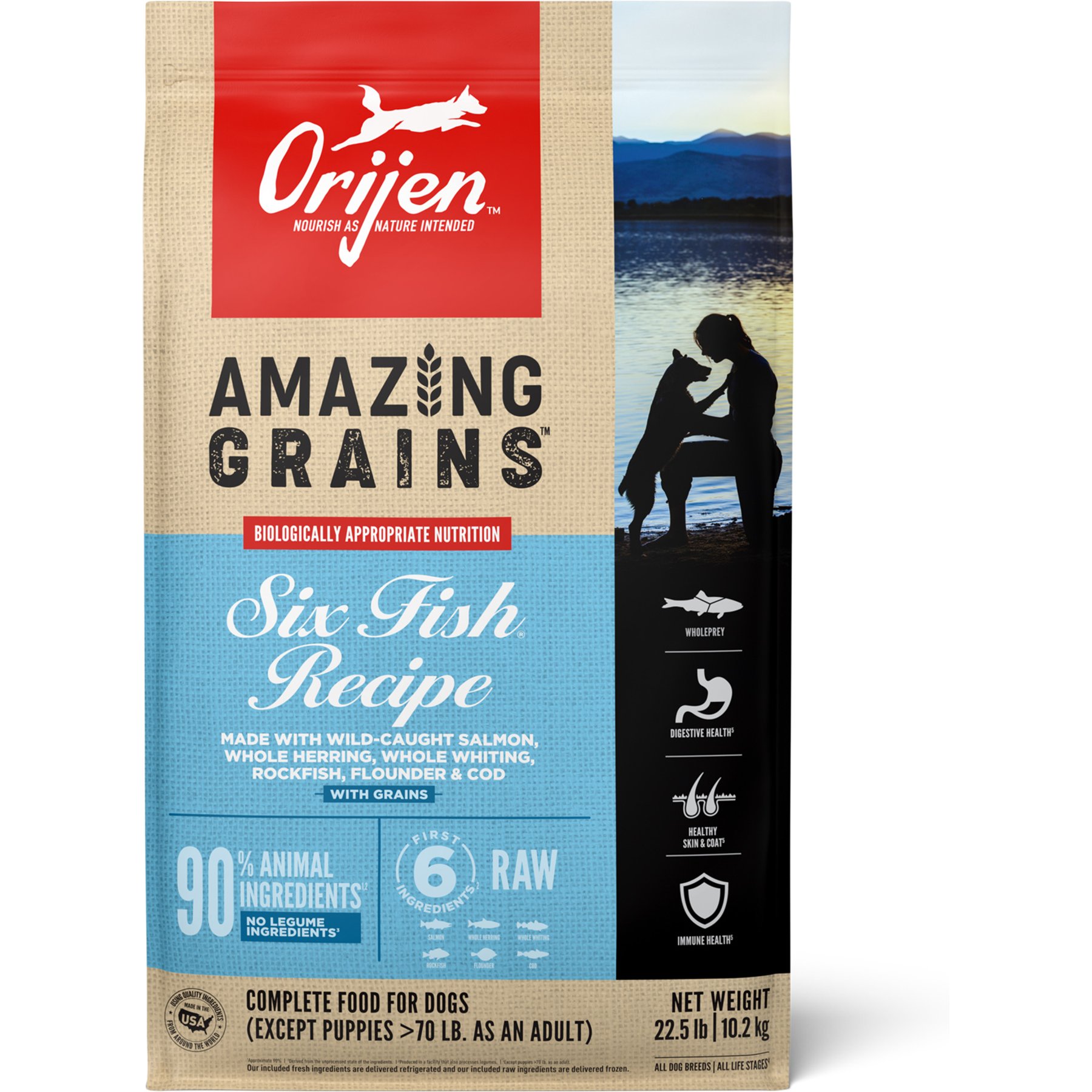 ORIJEN Amazing Grains Six Fish High-Protein Dry Dog Food