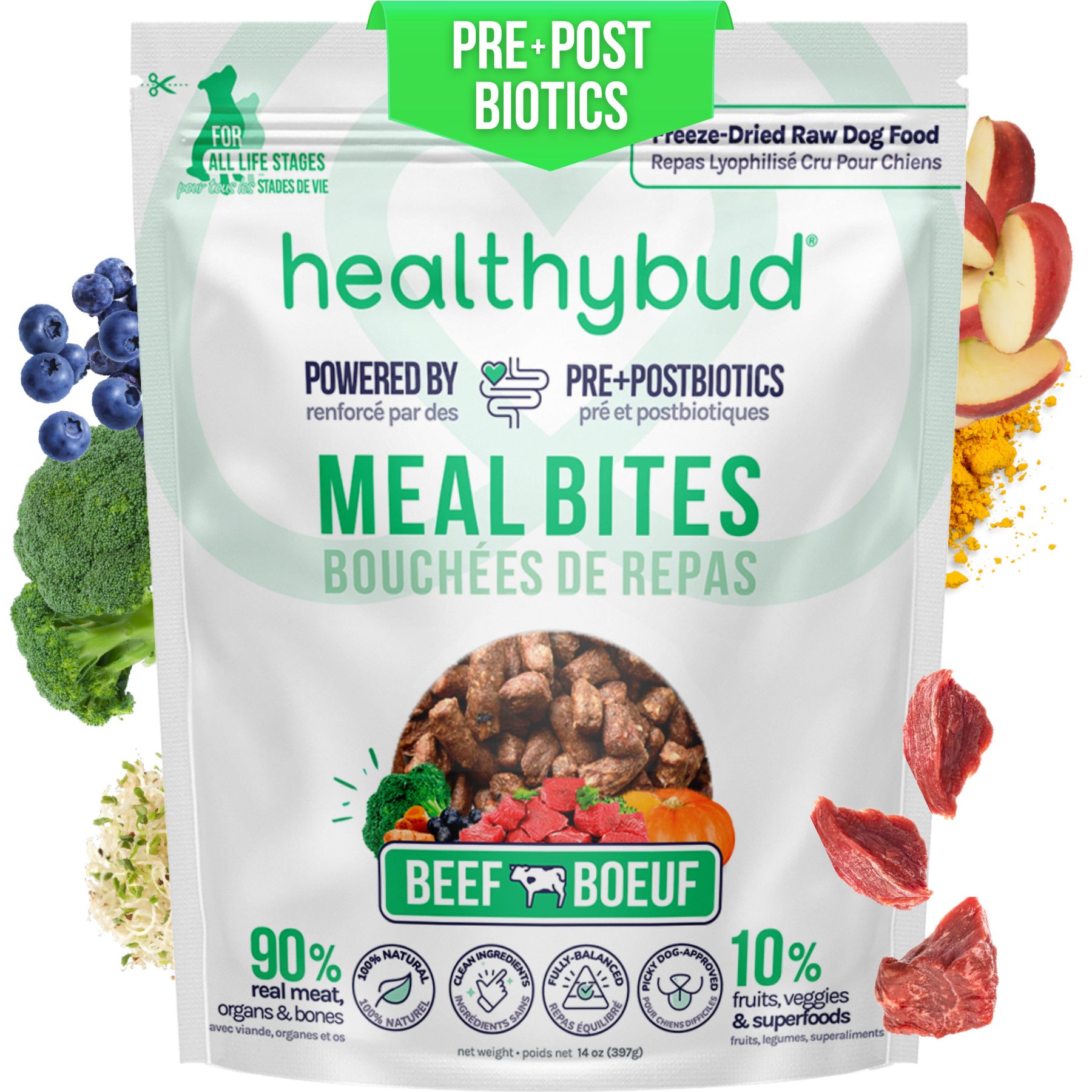 Healthybud Beef Bites Freeze-Dried Raw Dog Food Kibble-Style