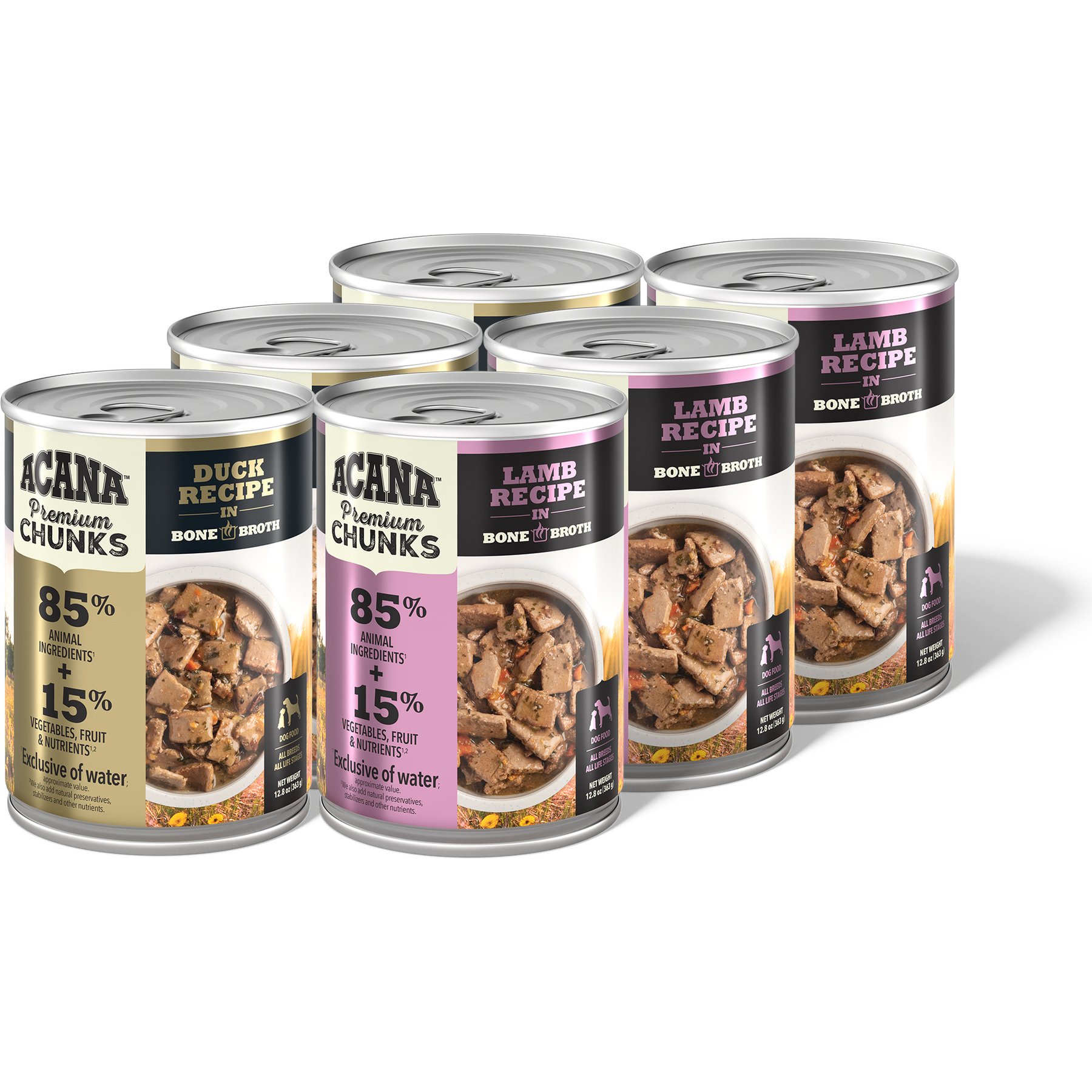 ACANA Premium Lamb & Duck Chunks in Bone Broth Variety Pack Grain-Free Wet Dog Food
