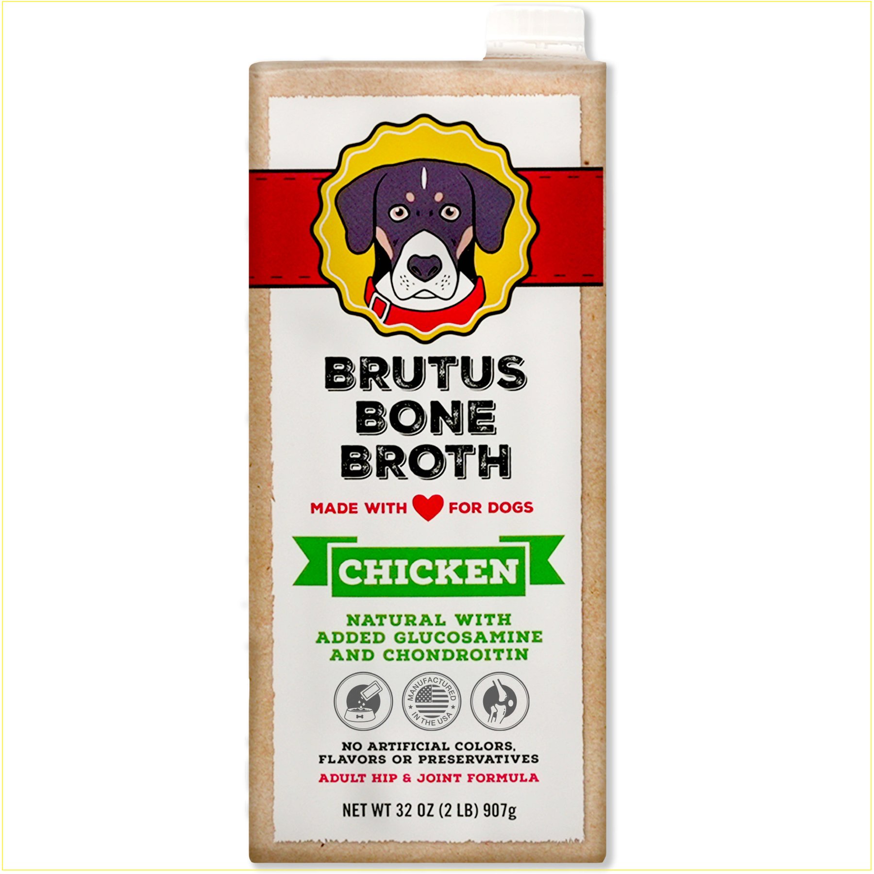 Brutus Broth Chicken Bone Broth Hip & Joint with Glucosamine Dog Food Topper