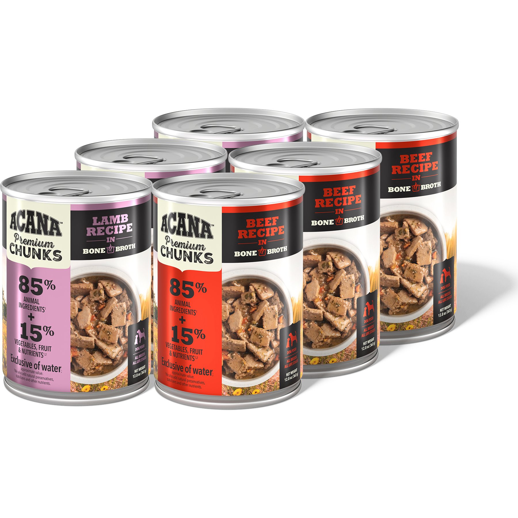 ACANA Premium Beef & Lamb Chunks in Bone Broth Variety Pack Grain-Free Wet Dog Food