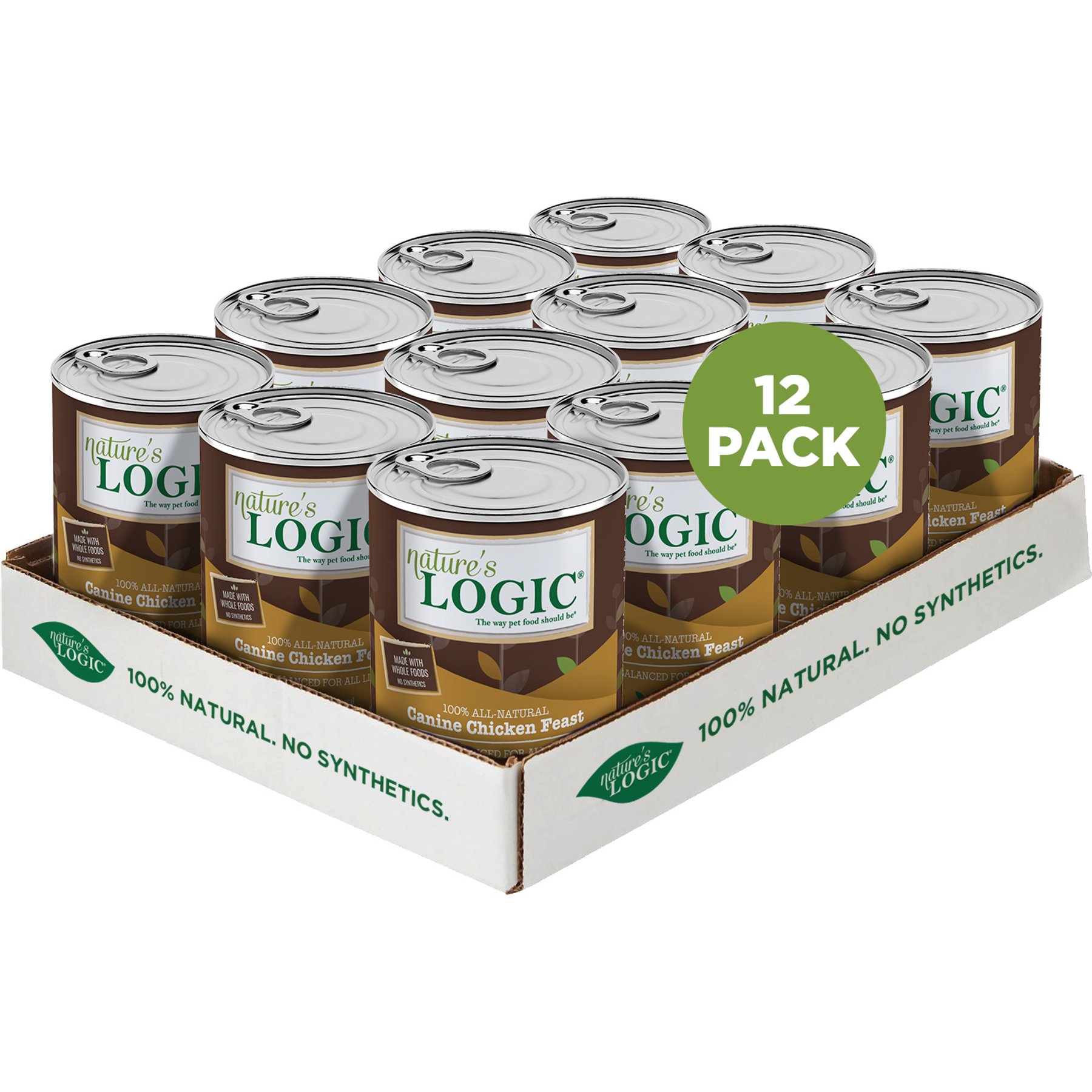 Nature's Logic 100% Natural Canine Chicken Feast All Life Stages Grain-Free Wet Dog Food, 13.2-oz, case of 12