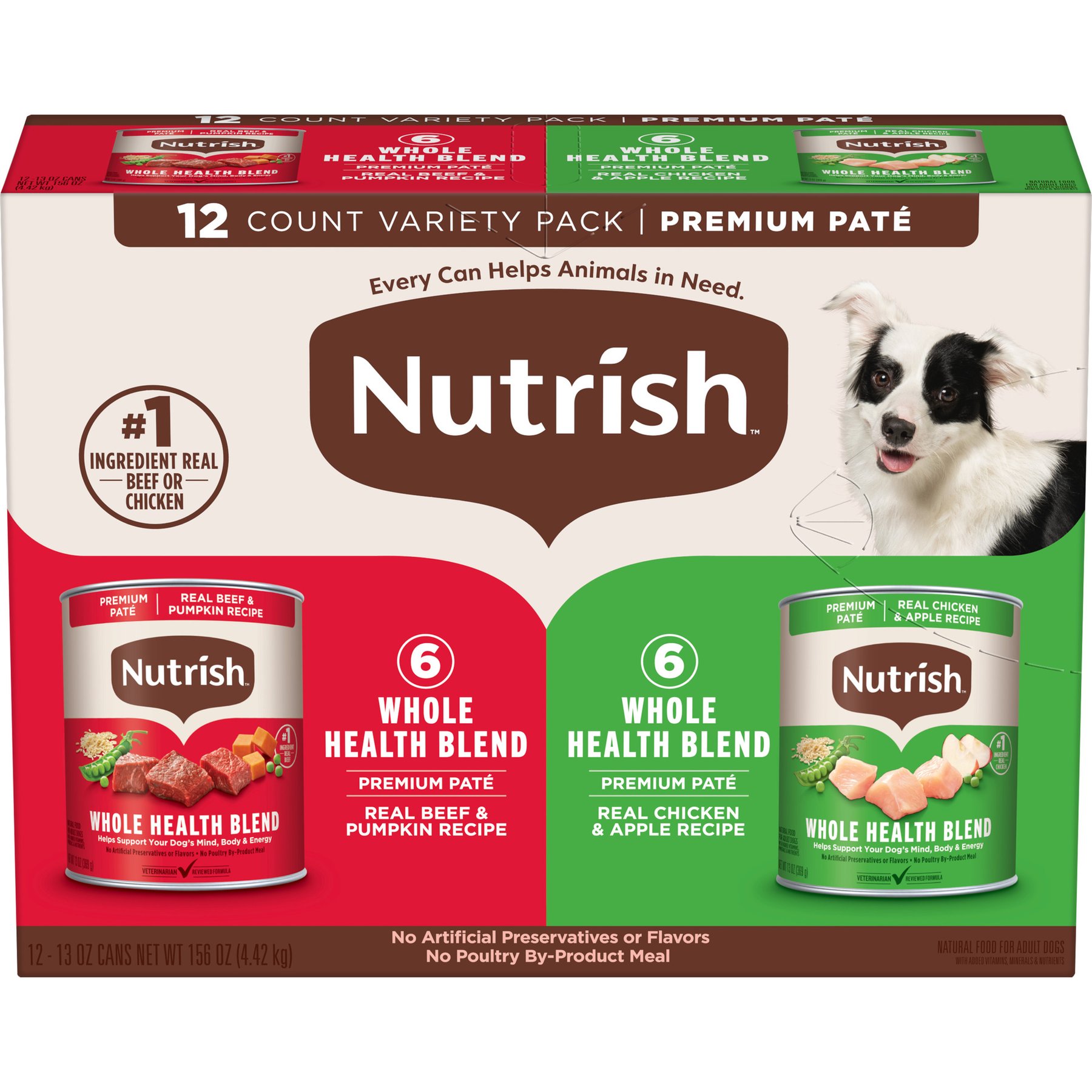 Nutrish Premium Pate Variety Pack Wet Dog Food, 13-oz can, case of 12 (Rachael Ray)
