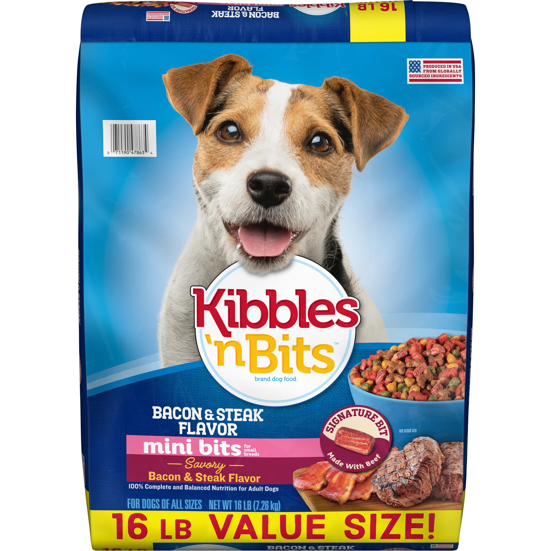 Kibbles 'n Bits Mini Bits Savory Bacon & Steak Flavor Small Breed Dry Dog Food