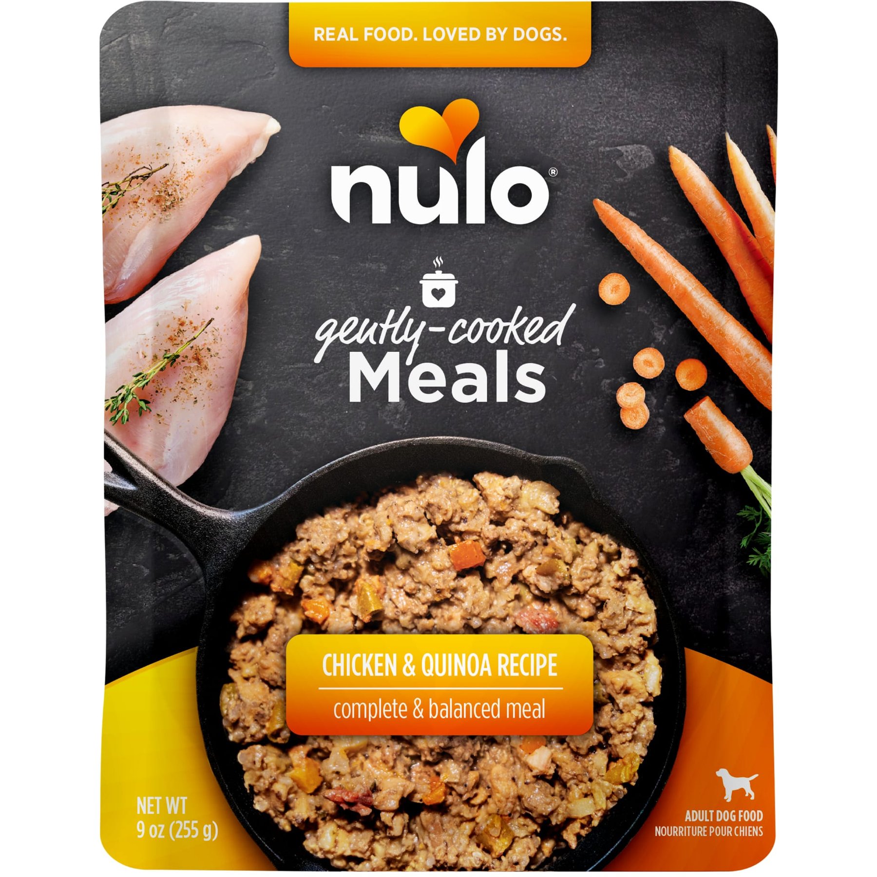 Nulo Gently-Cooked Meals Chicken & Quinoa Recipe Wet Dog Food, 9-oz pouch, case of 8