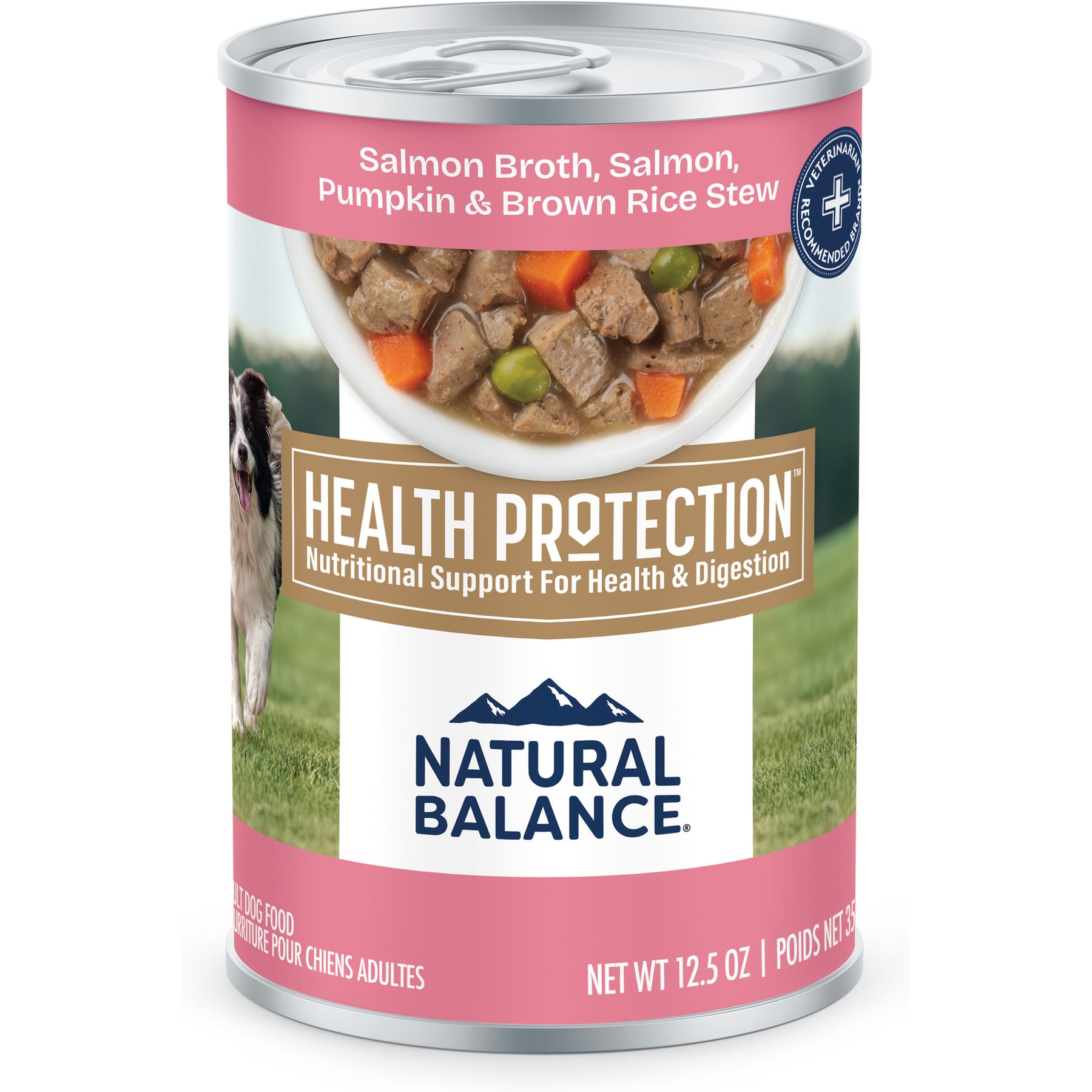 Natural Balance Health Protection Salmon Broth, Salmon, Pumpkin & Brown Rice Stew Wet Dog Food, 12.5-oz can, case of 6