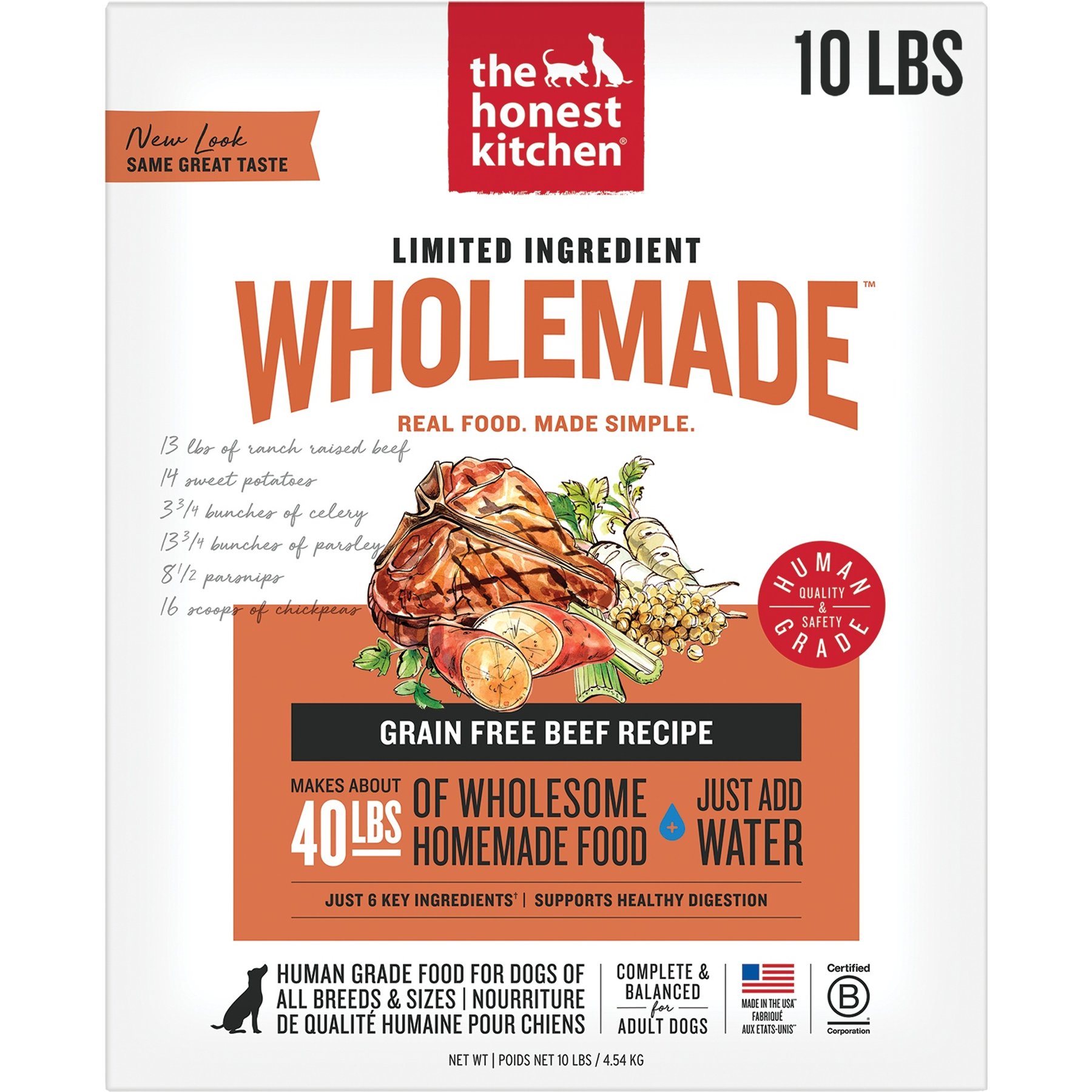 The Honest Kitchen Wholemade Limited Ingredient Beef Dog Food