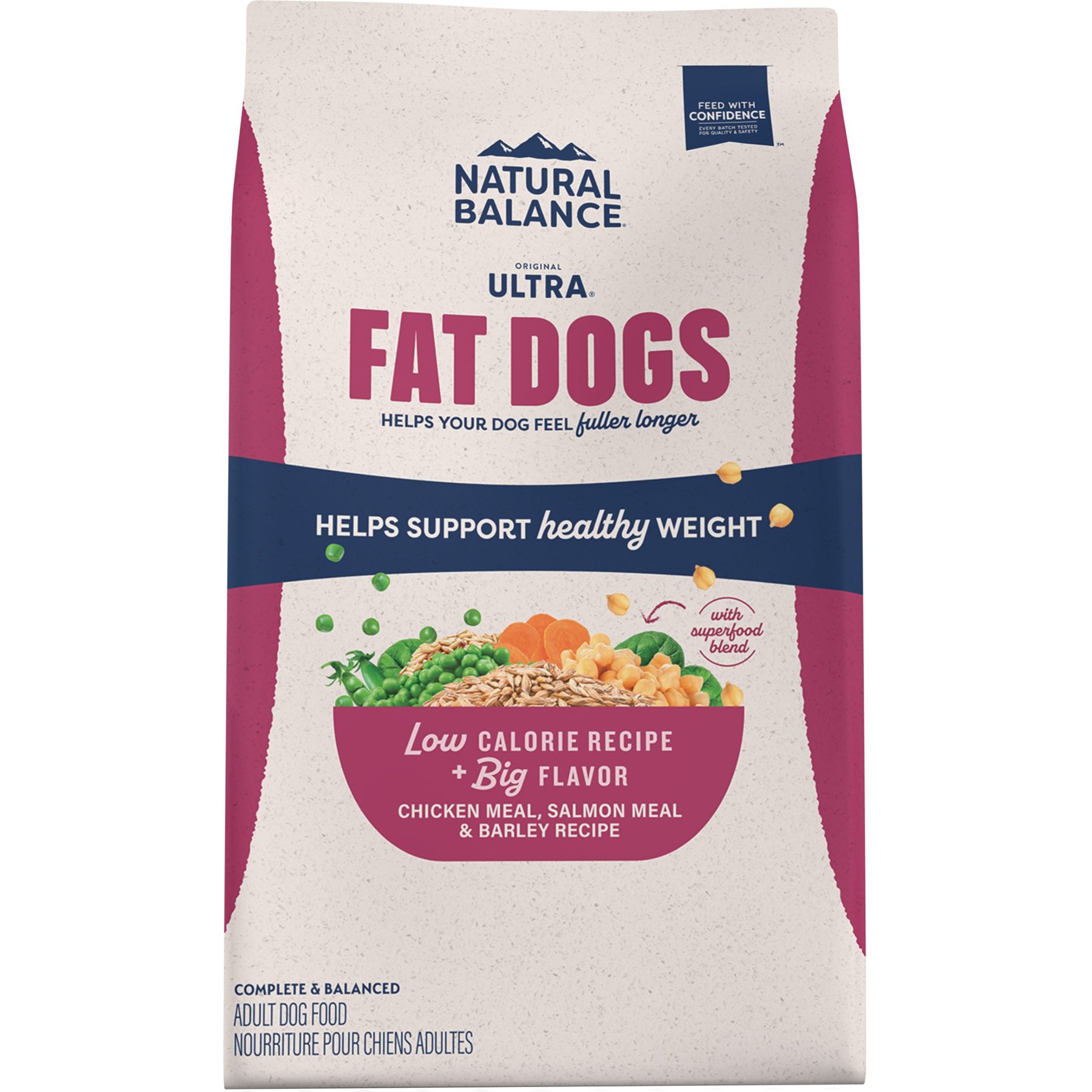Natural Balance Original Ultra Fat Dogs Adult Low-Fat Chicken Meal, Salmon Meal & Barley Recipe Dry Dog Food