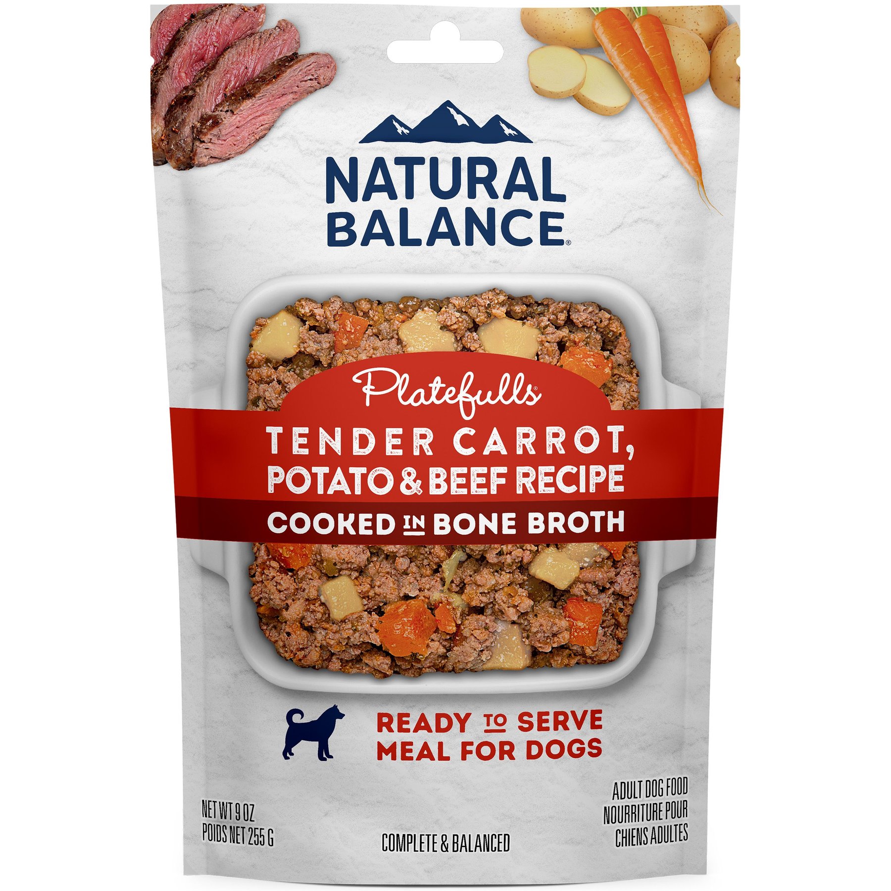 Natural Balance Original Ultra Platefulls Tender Carrot, Potato & Beef Recipe Wet Dog Food, 9-oz pouch, case of 12