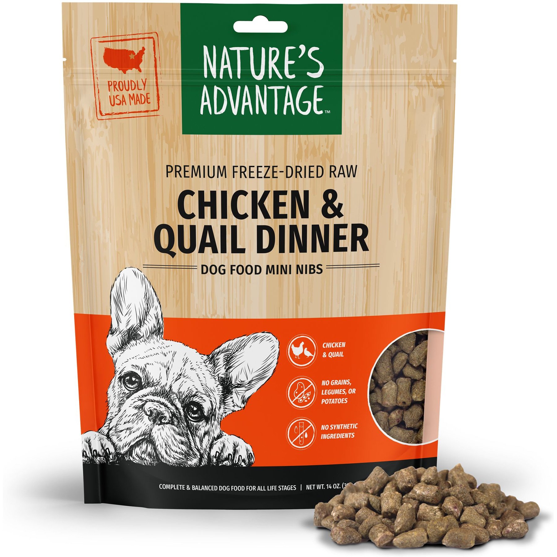 Nature's Advantage Chicken & Quail Mini Nibs Grain-Free Freeze-Dried Raw Dog Food