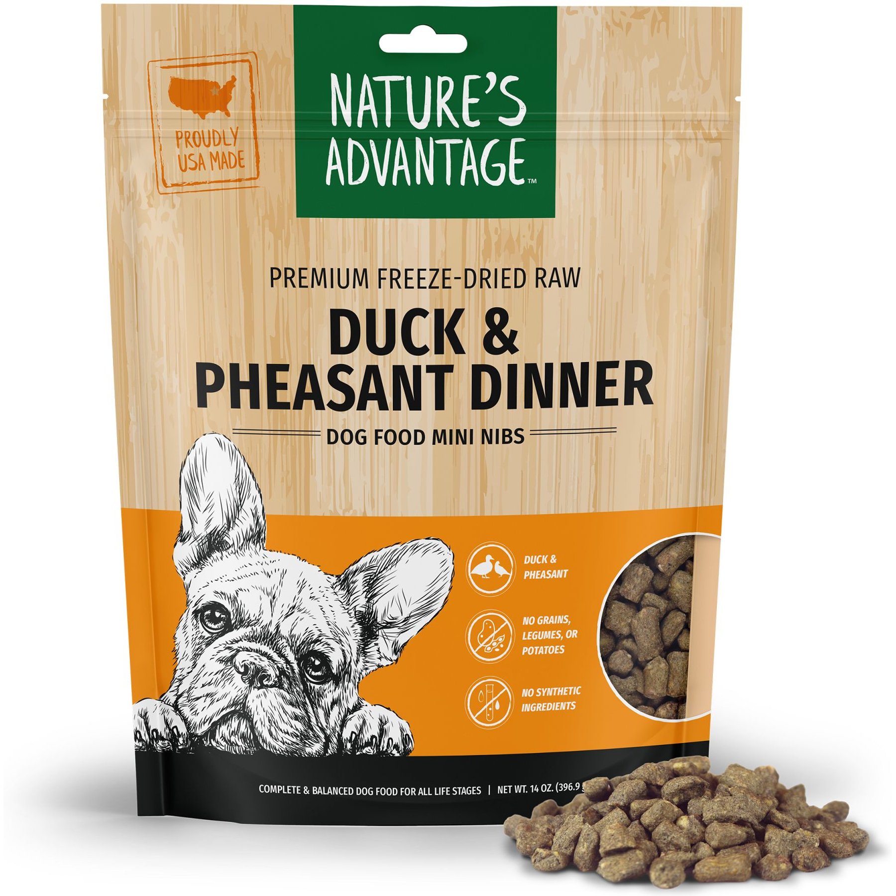 Nature's Advantage Duck & Pheasant Mini Nibs Grain-Free Freeze-Dried Raw Dog Food