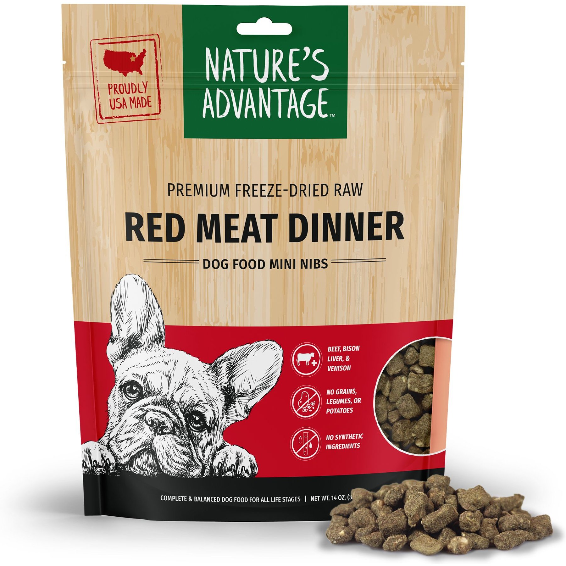 Nature's Advantage Red Meat Mini Nibs Grain-Free Freeze-Dried Raw Dog Food