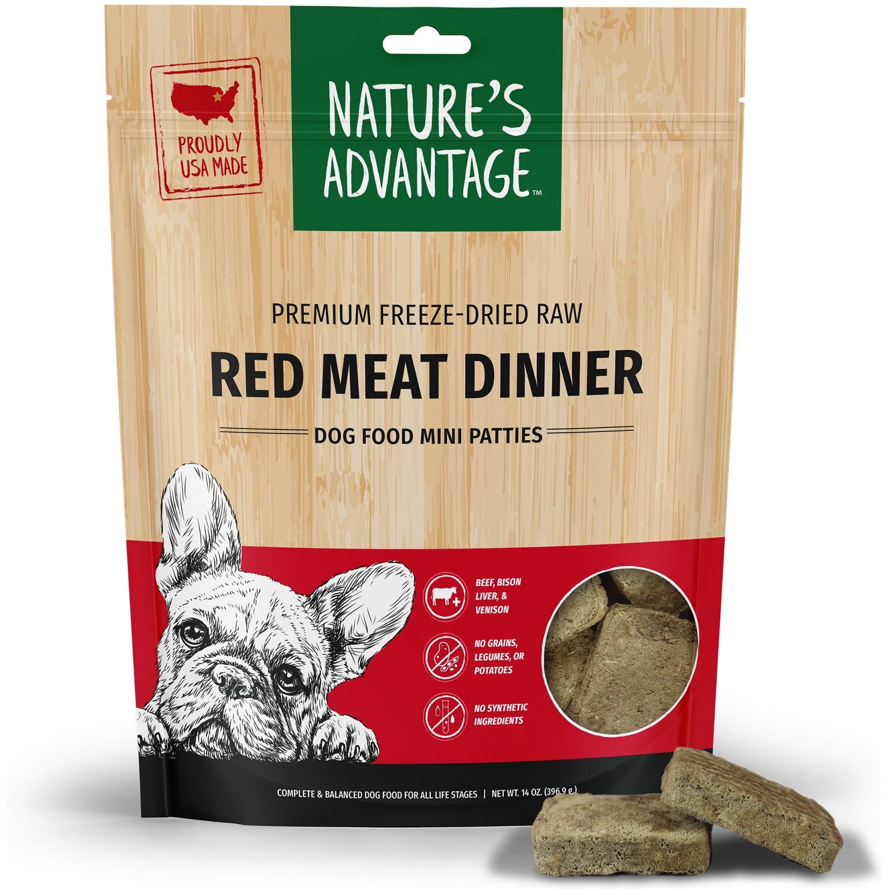 Nature's Advantage Red Meat Mini Patties Grain-Free Freeze-Dried Raw Dog Food