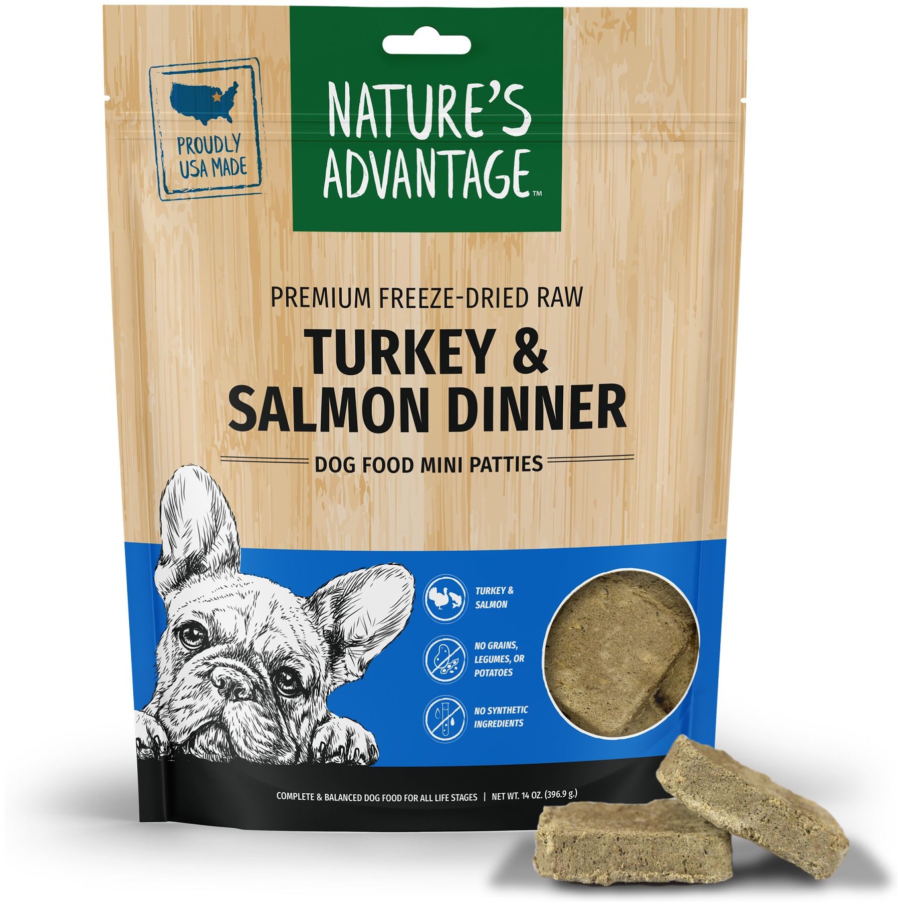 Nature's Advantage Turkey & Salmon Mini Patties Grain-Free Freeze-Dried Raw Dog Food