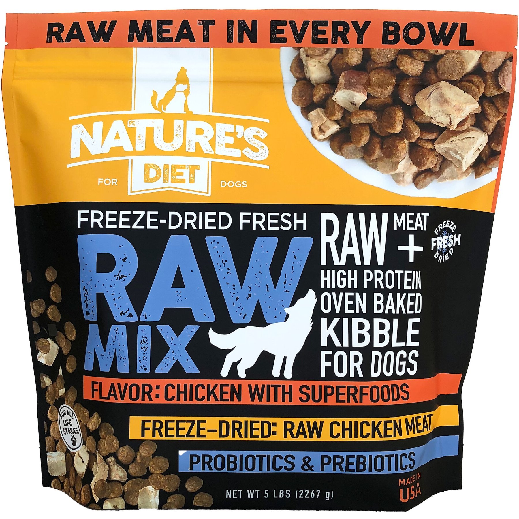 Nature's Diet Raw Mix Kibble Chicken Liver Inclusions Freeze-Dried Dog Food